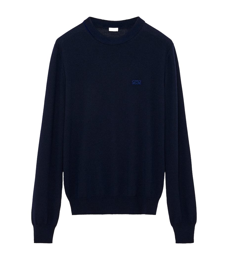 LOEWE Mens Stretch-Wool Sweater Navy/blue Image 1