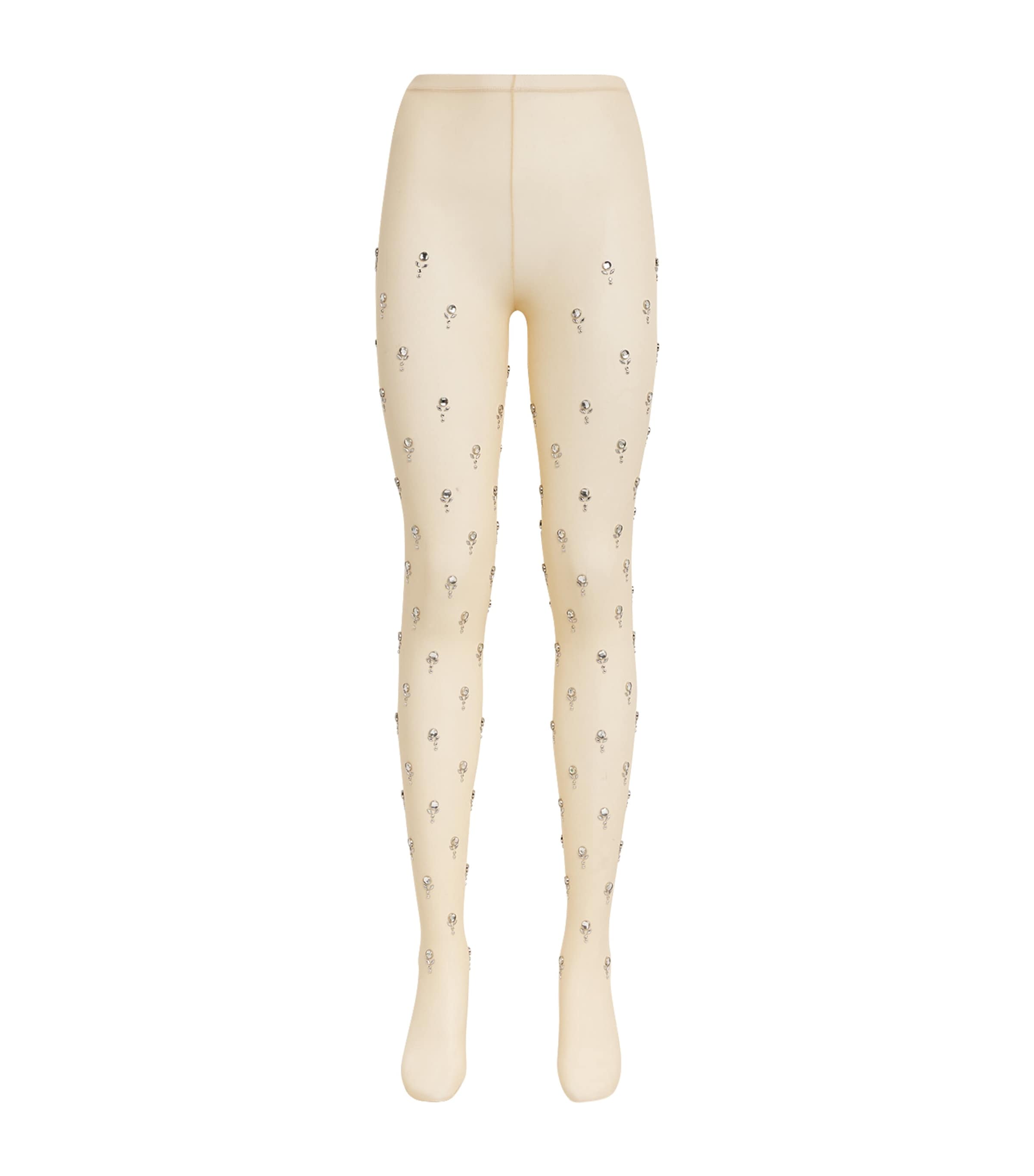 Shop Rabanne Embellished Tights In Pink