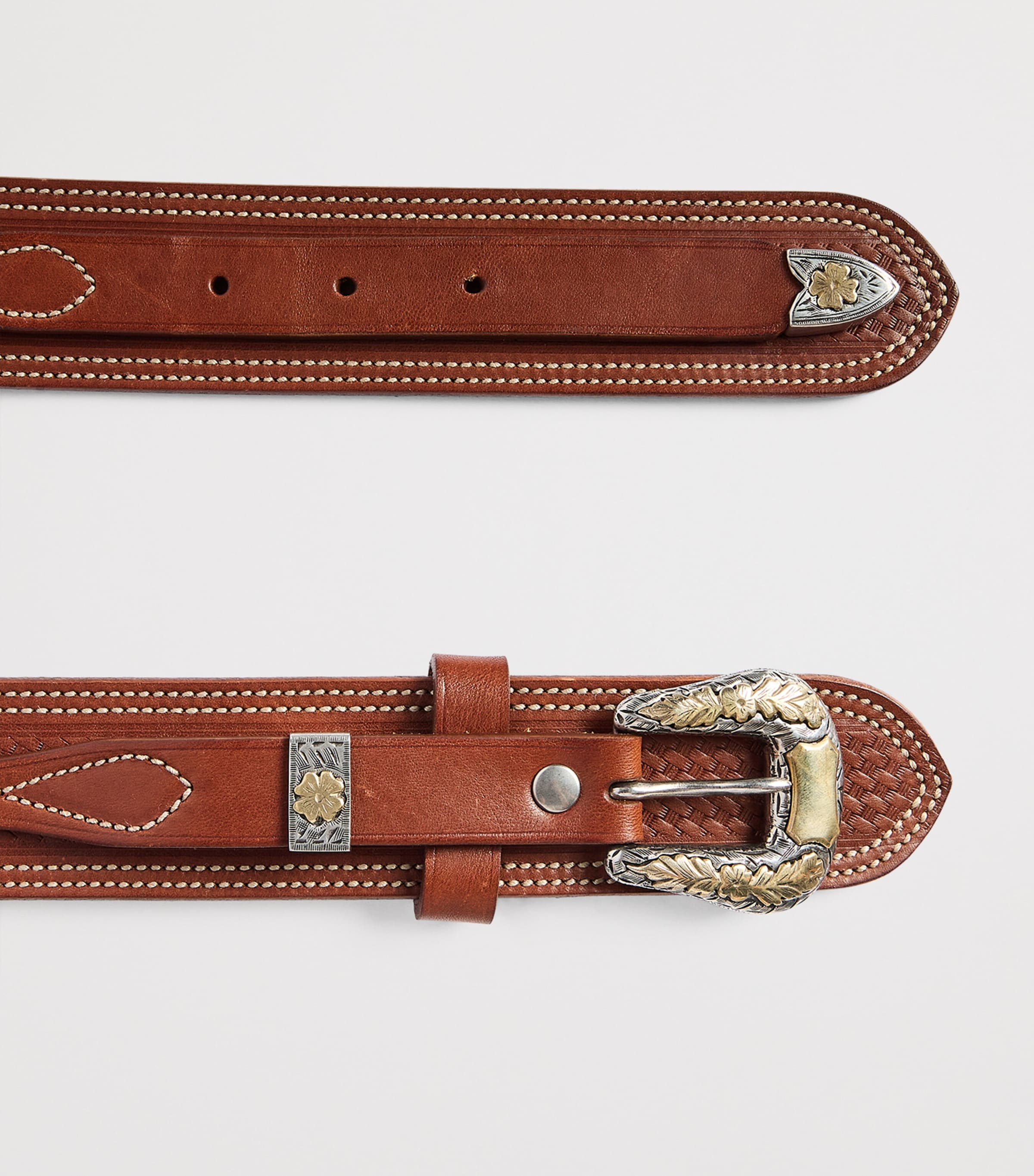 Ralph Lauren Purple Label Leather Western Belt Rl Gold Image 3