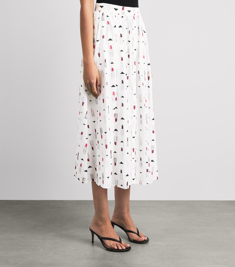L'Agence Womens Lipstick Seina Pleated Midi Skirt Lipp Ivry Mlti Lpstk Image 4
