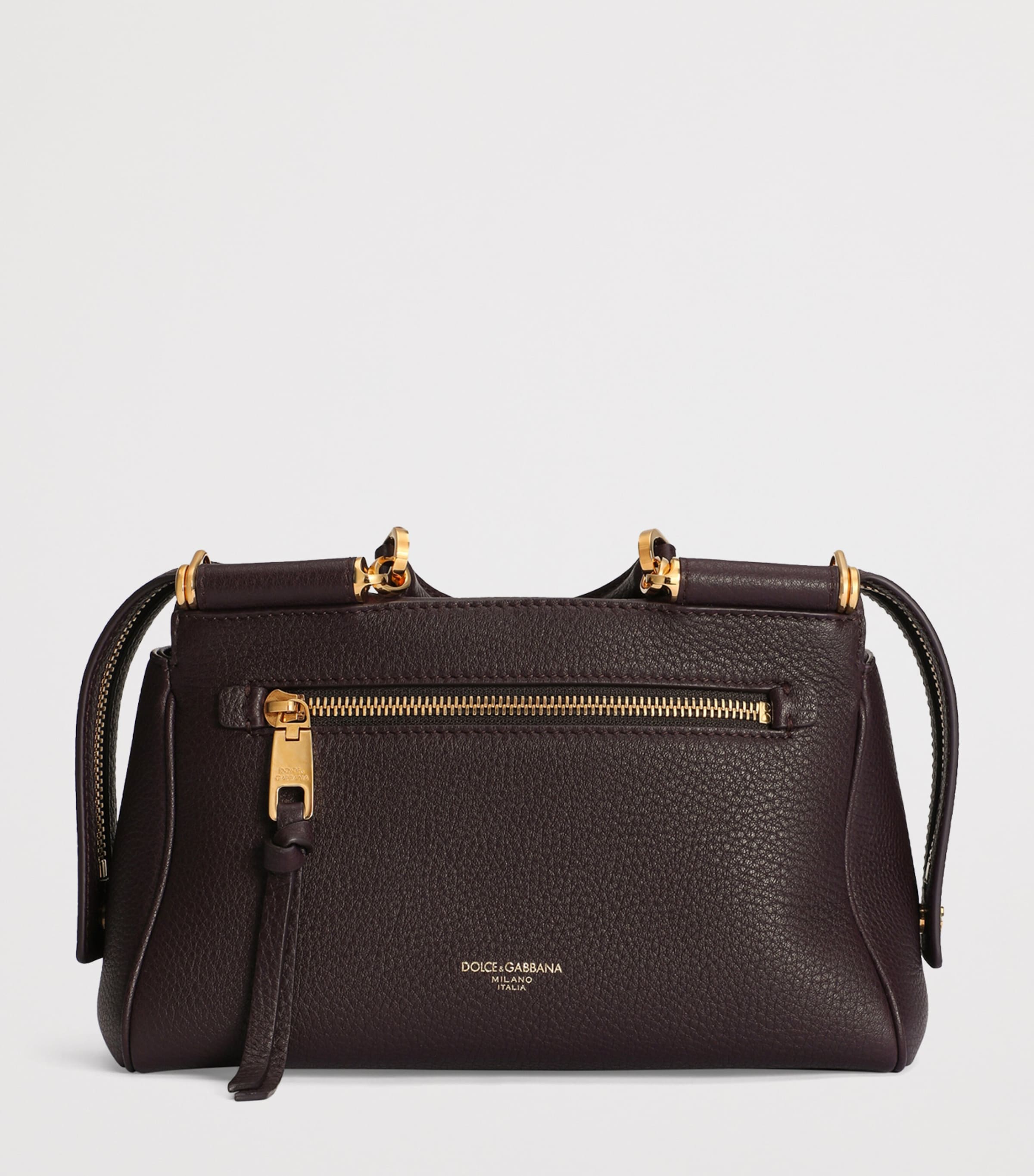 Dolce&Gabbana Calfskin Vittoria Top-Handle Bag Wine Image 4