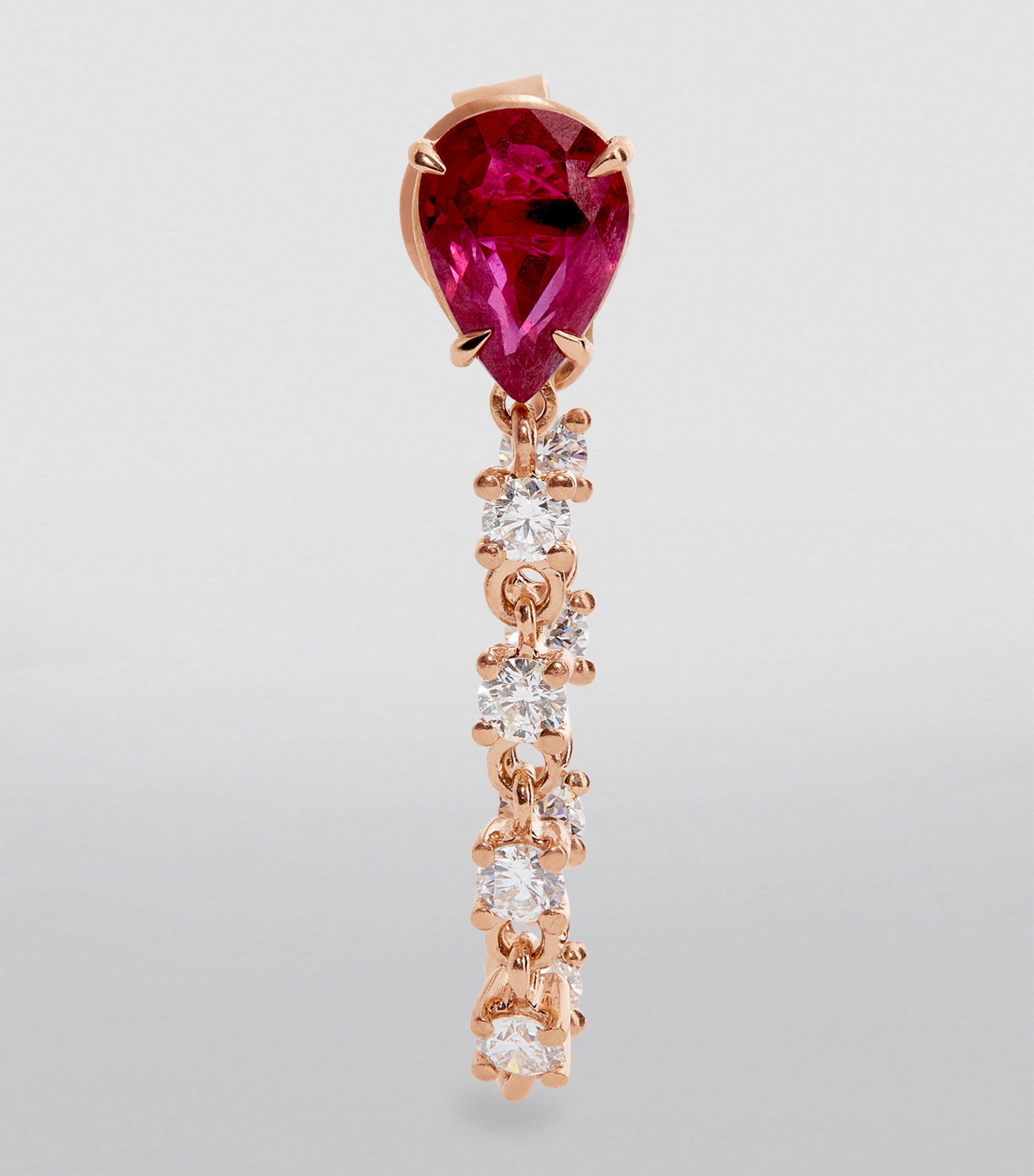 Rose Gold, Diamond and Ruby Loop Single Earring ROSE GOLD Image 2