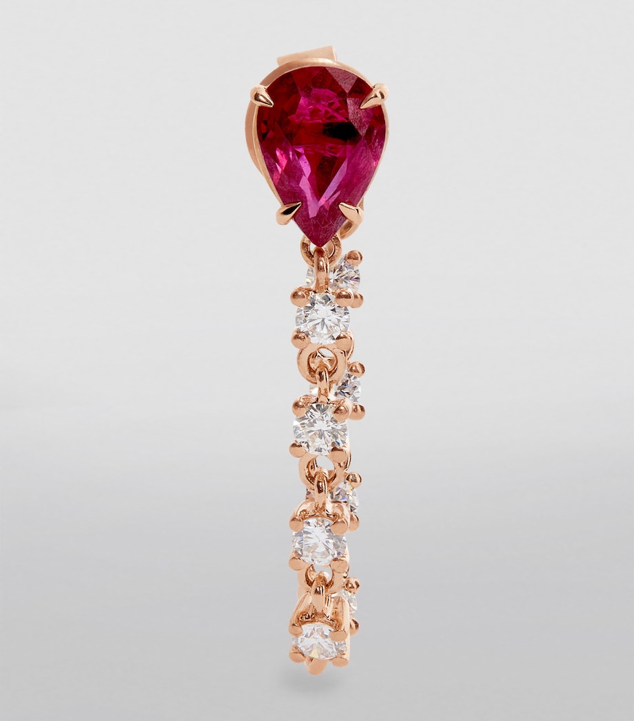 Rose Gold, Diamond and Ruby Loop Single Earring ROSE GOLD Image 2