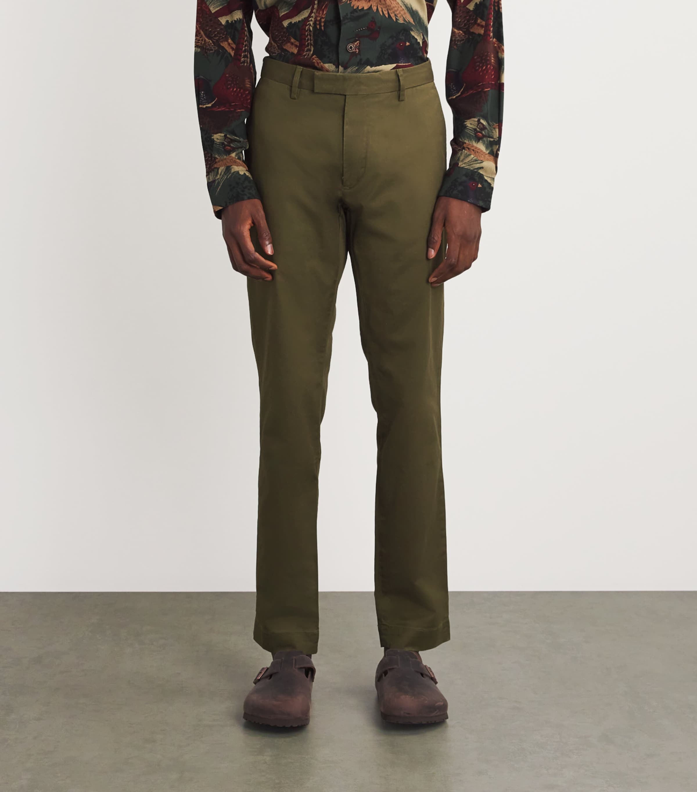 Stretch-Cotton Slim Chinos GREEN Image 3