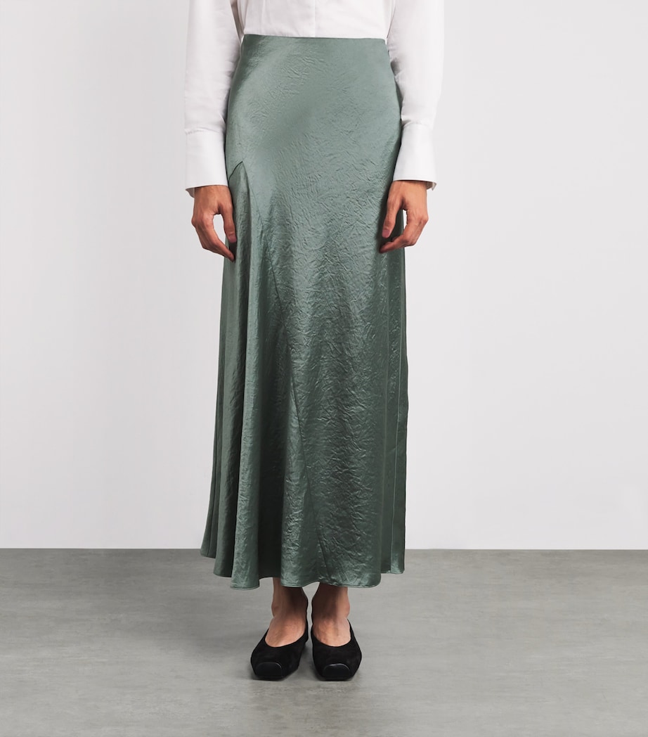 Satin Crinkled Bias-Cut Maxi Skirt DEEP PATINA-376DEP Image 3