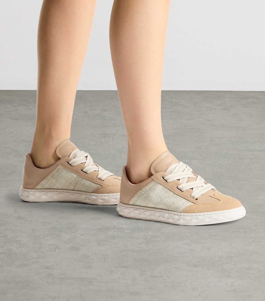 Jimmy Choo Diamond Light Flex Leather Woven Sneakers V Chai/natural Image 2