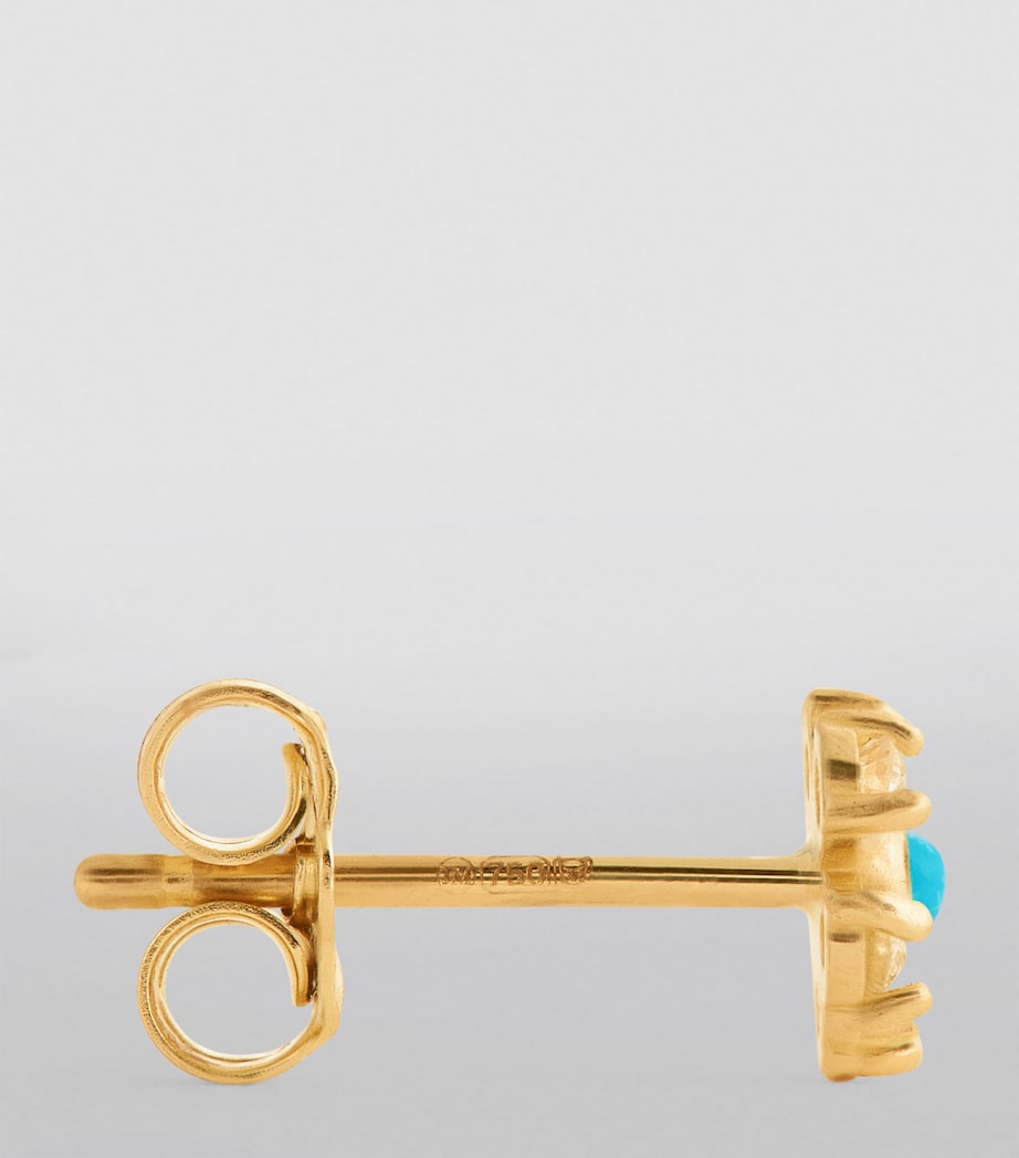 Yellow Gold, Diamond and Turquoise Edith Flower Earrings YELLOW GOLD Image 3