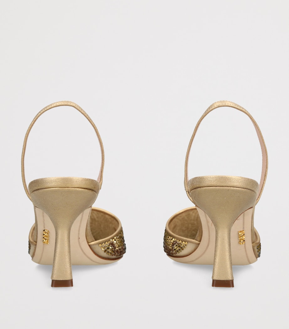 Rodo Rhinestone-Embellished Assia Slingback Heels 75 Gold Comb Image 4