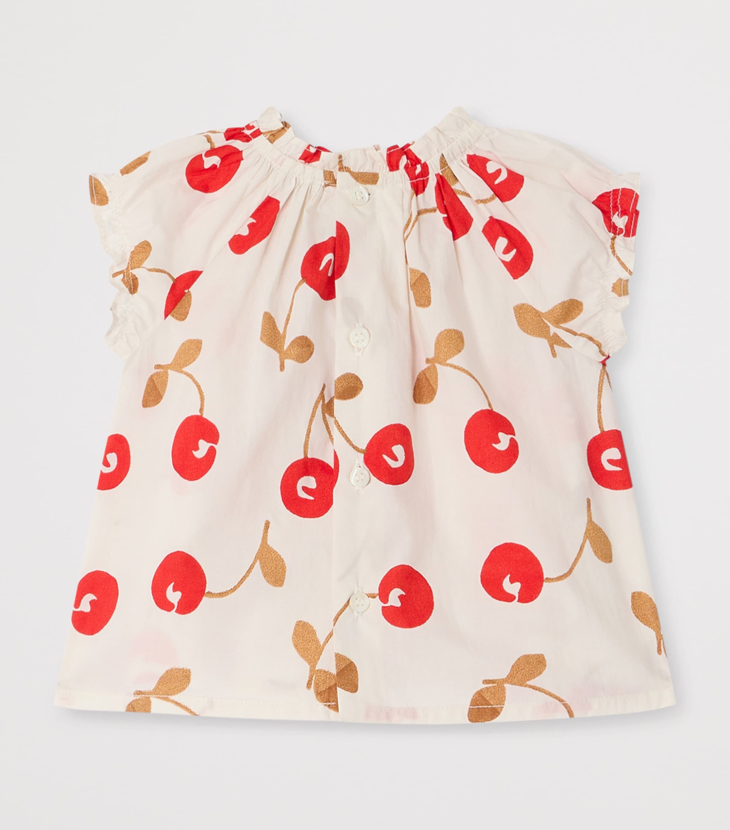 Bonpoint Cotton Cherry Print Blouse (6-18 Months) Ecru Image 2