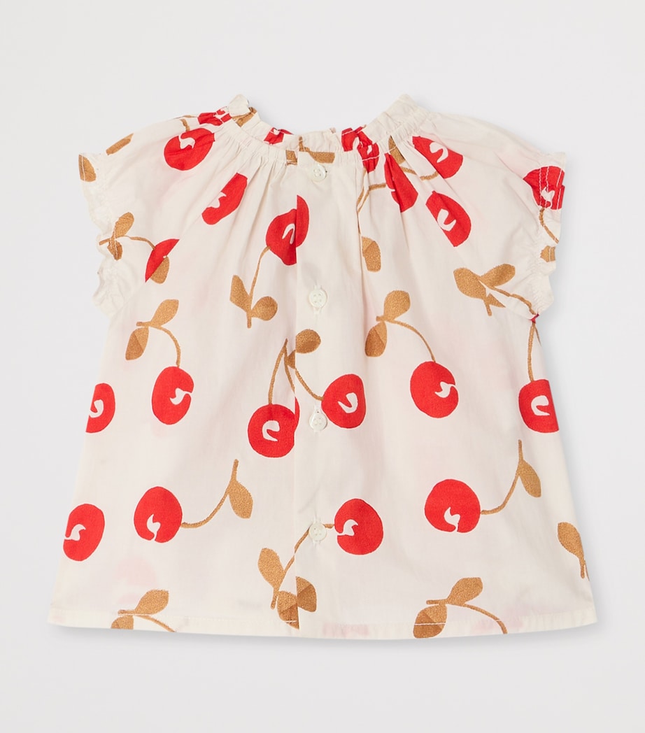Bonpoint Cotton Cherry Print Blouse (6-18 Months) Ecru Image 2