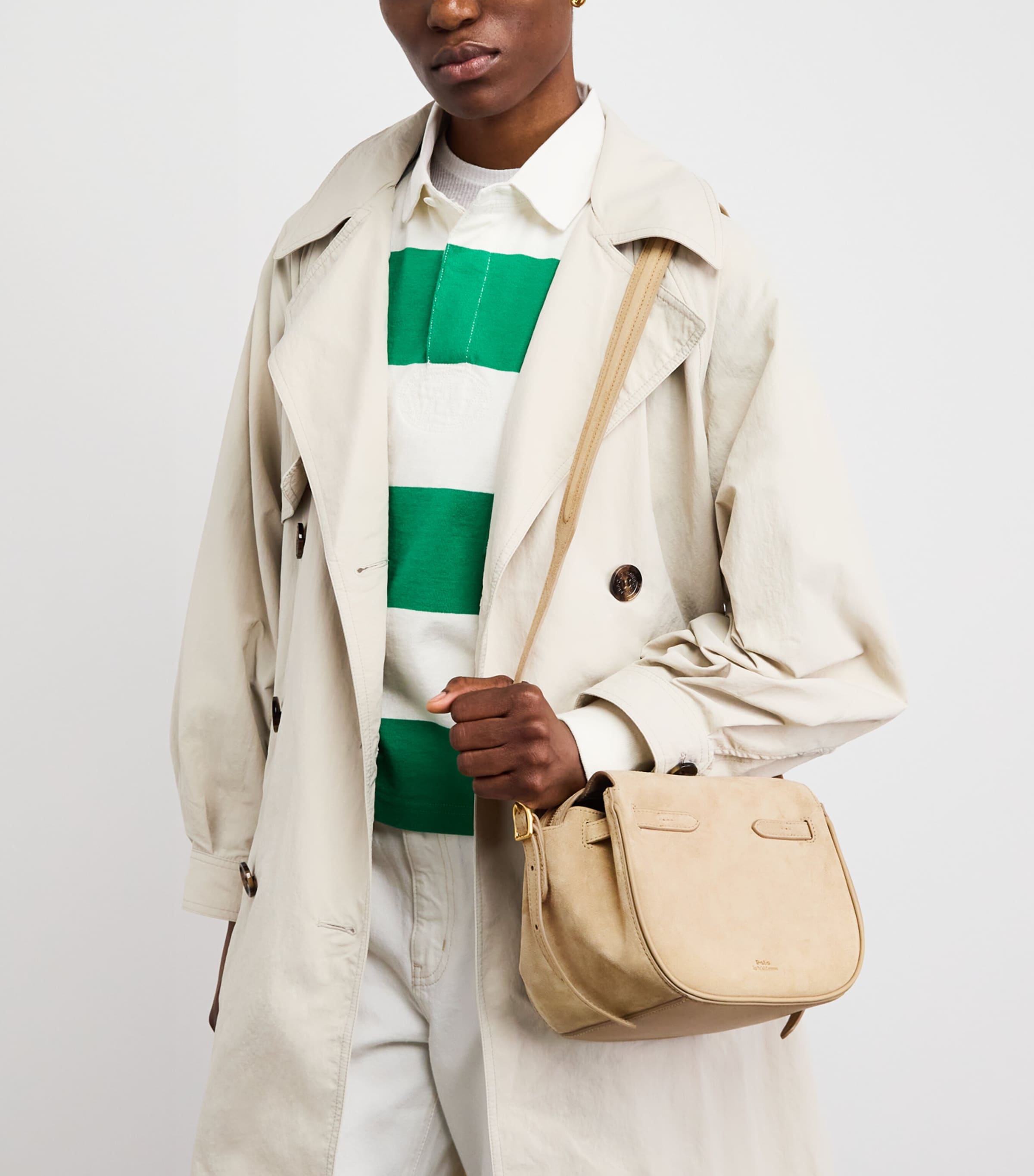 Polo Ralph Lauren Small Suede Polo ID Satchel Bag Cashew Image 4
