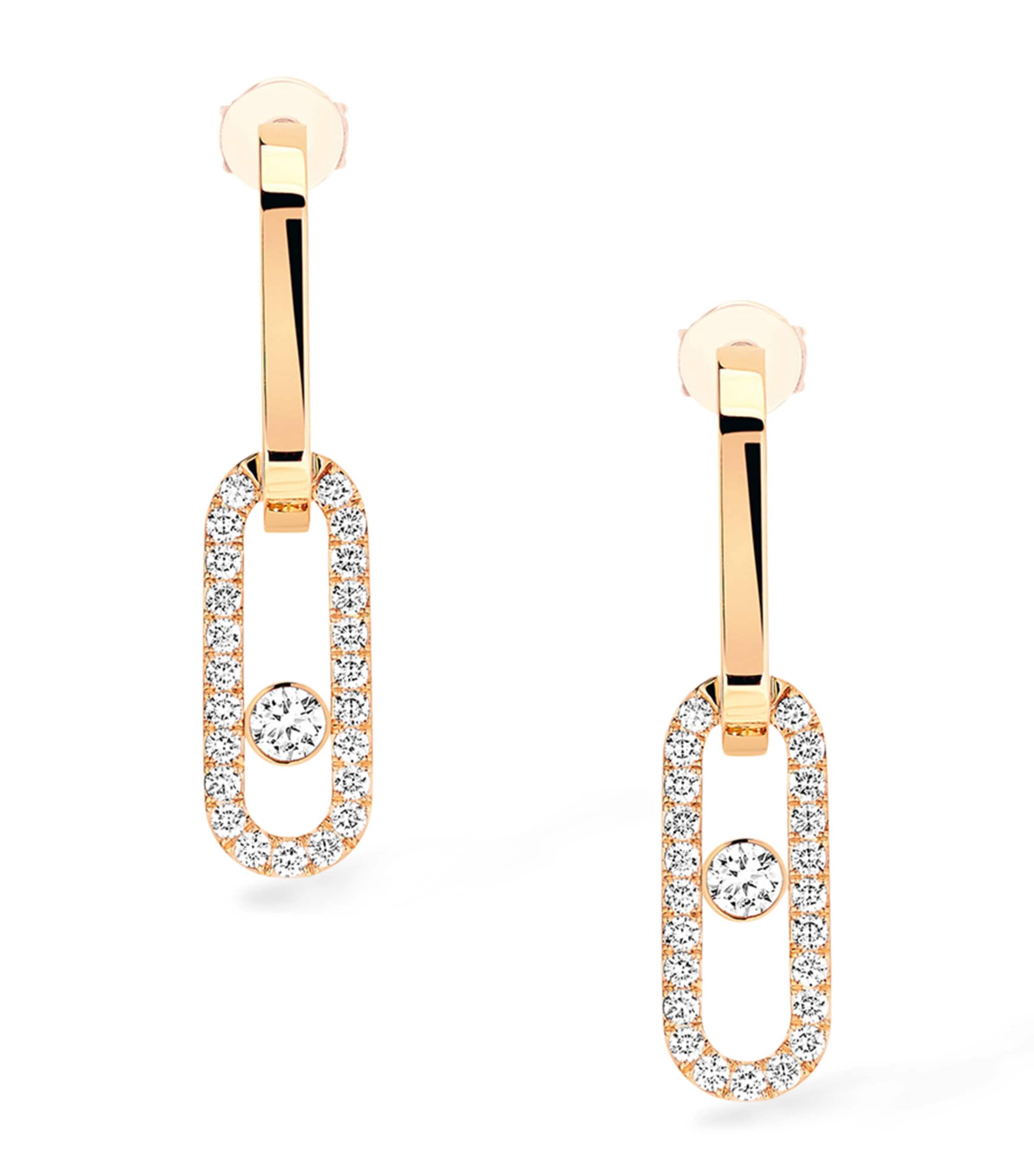 Yellow Gold and Diamond Move Link Earrings YELLOW GOLD Image 1