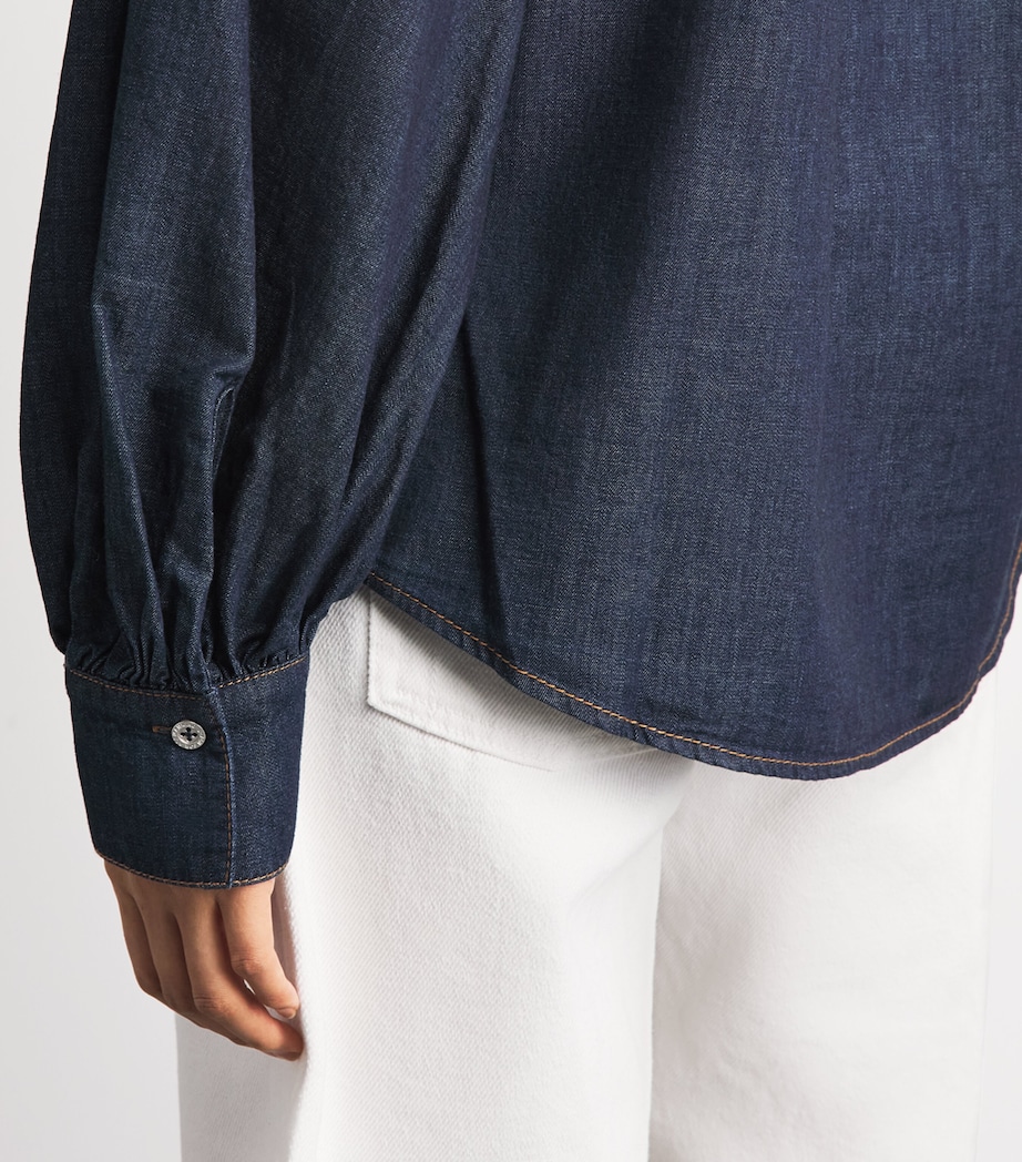 7 For All Mankind Womens Cotton Long-Sleeve Shirt Abyss Image 3