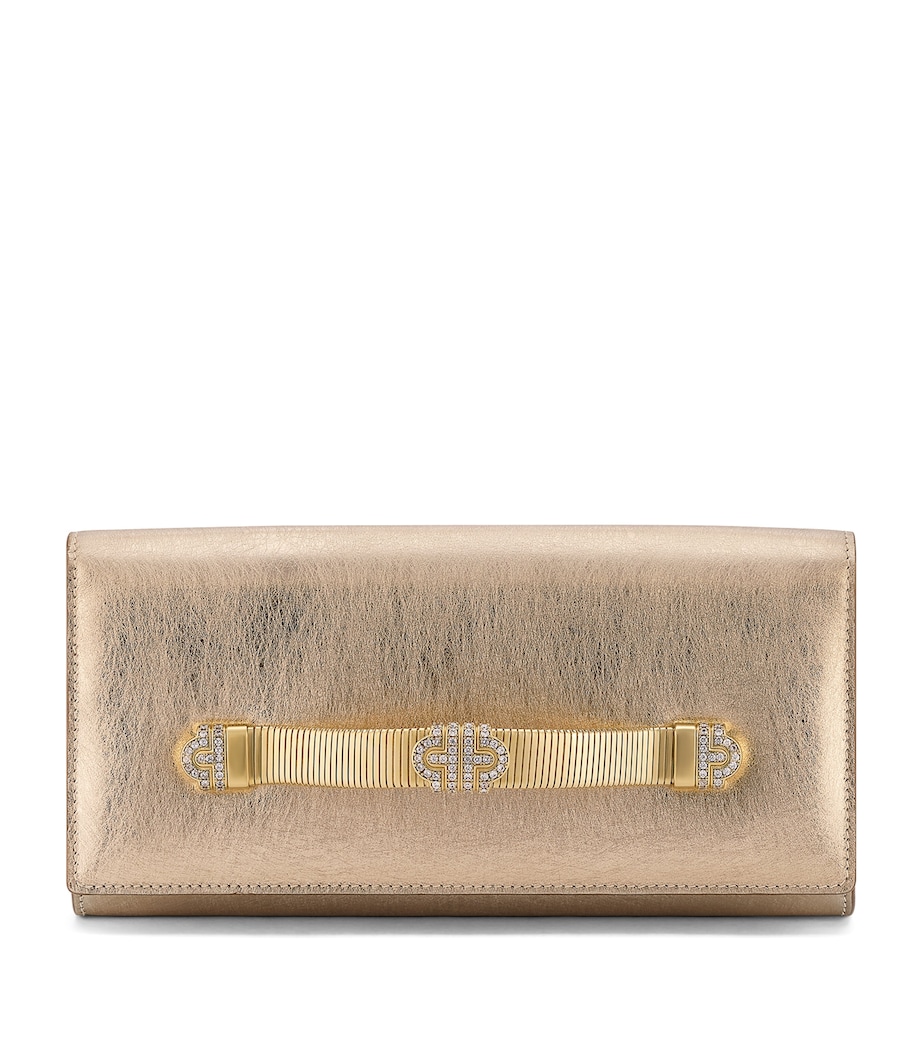 Leather Tubogas Clutch Bag GOLD Image 1