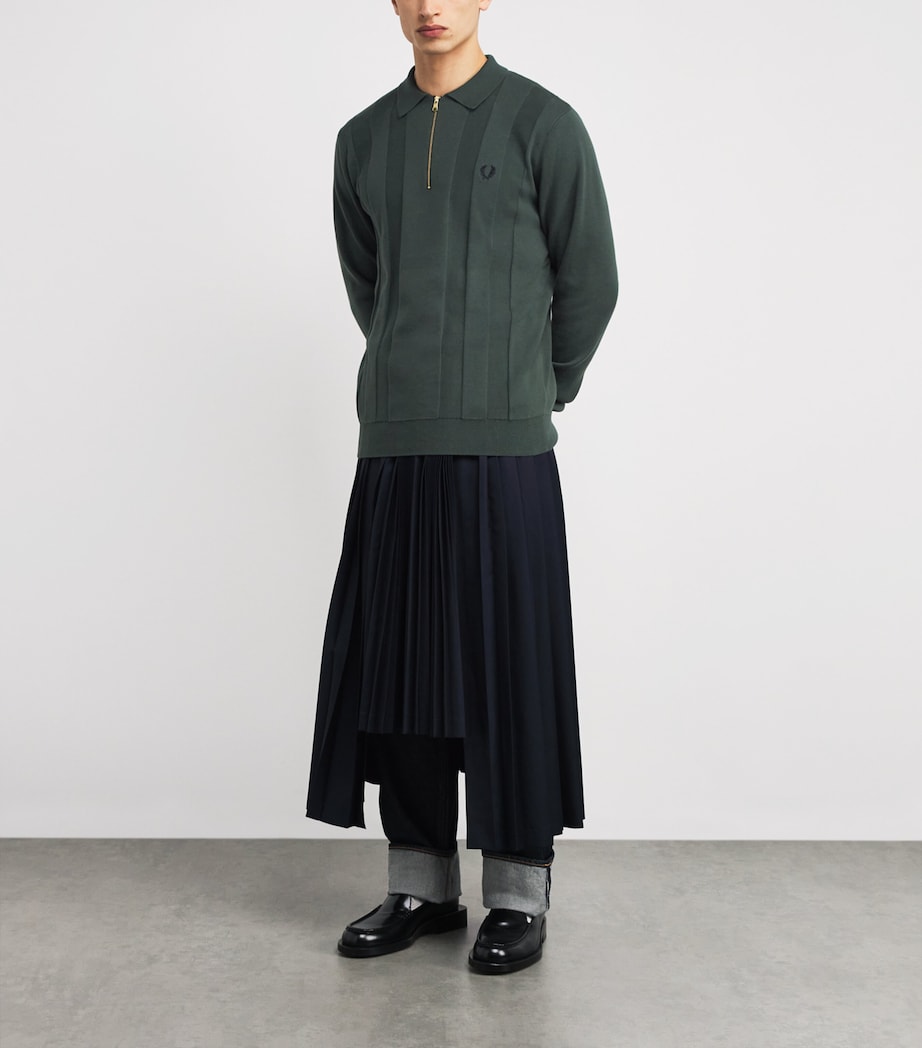 Cotton Zip-Up Polo Shirt X89 COURT GREEN Image 2