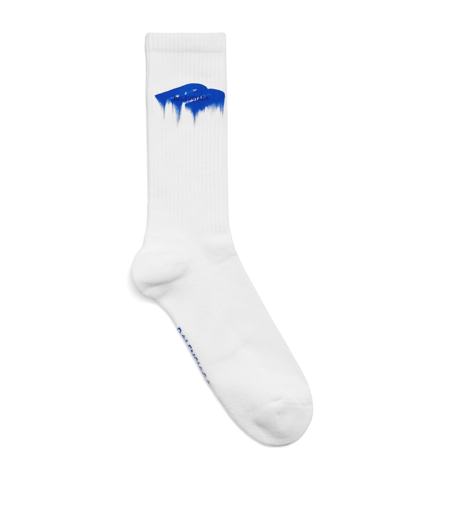 Balenciaga Mens Ribbed Printed Socks Image 1