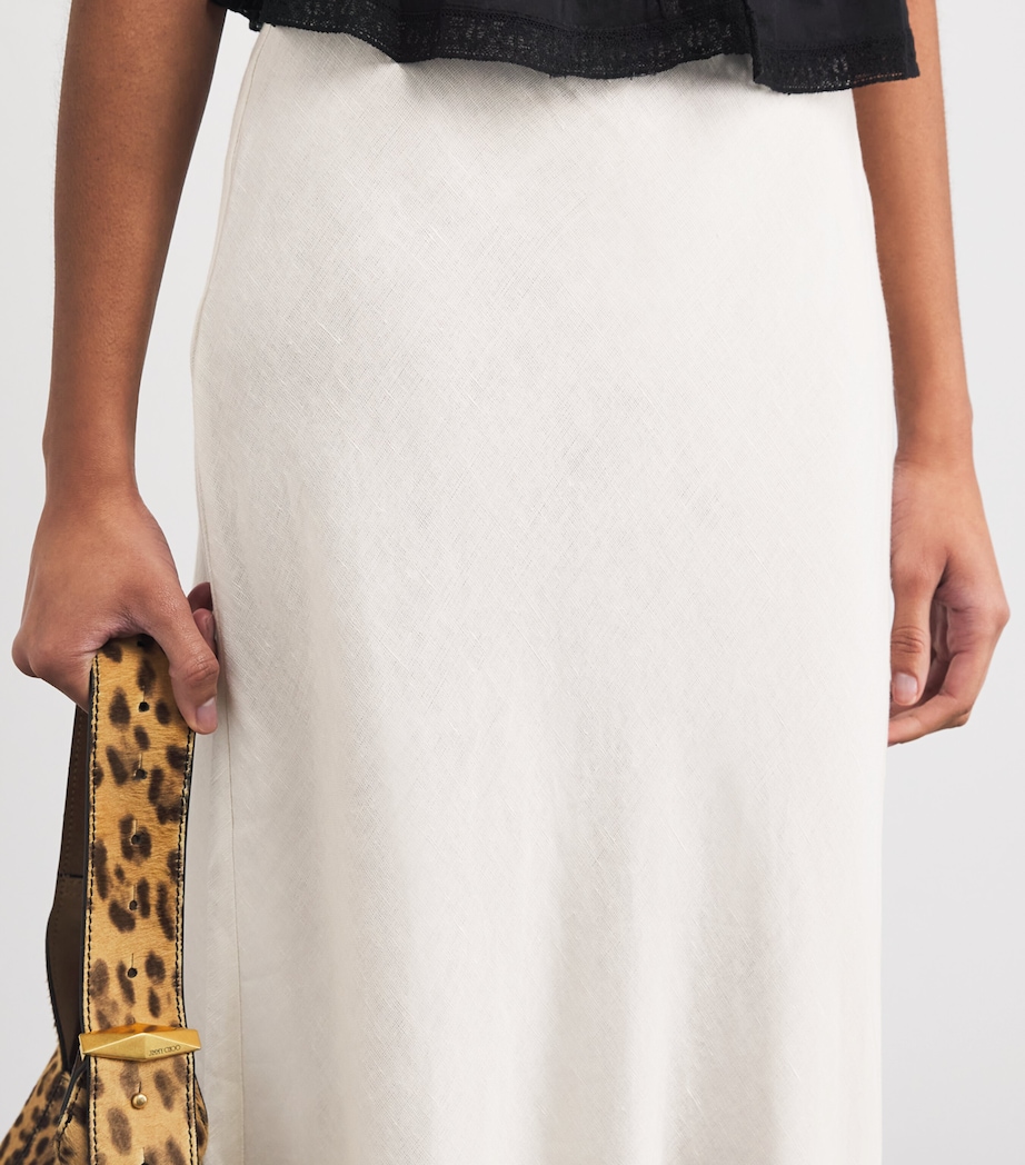 Linen-Blend Crystal Midi Skirt CREAM Image 6