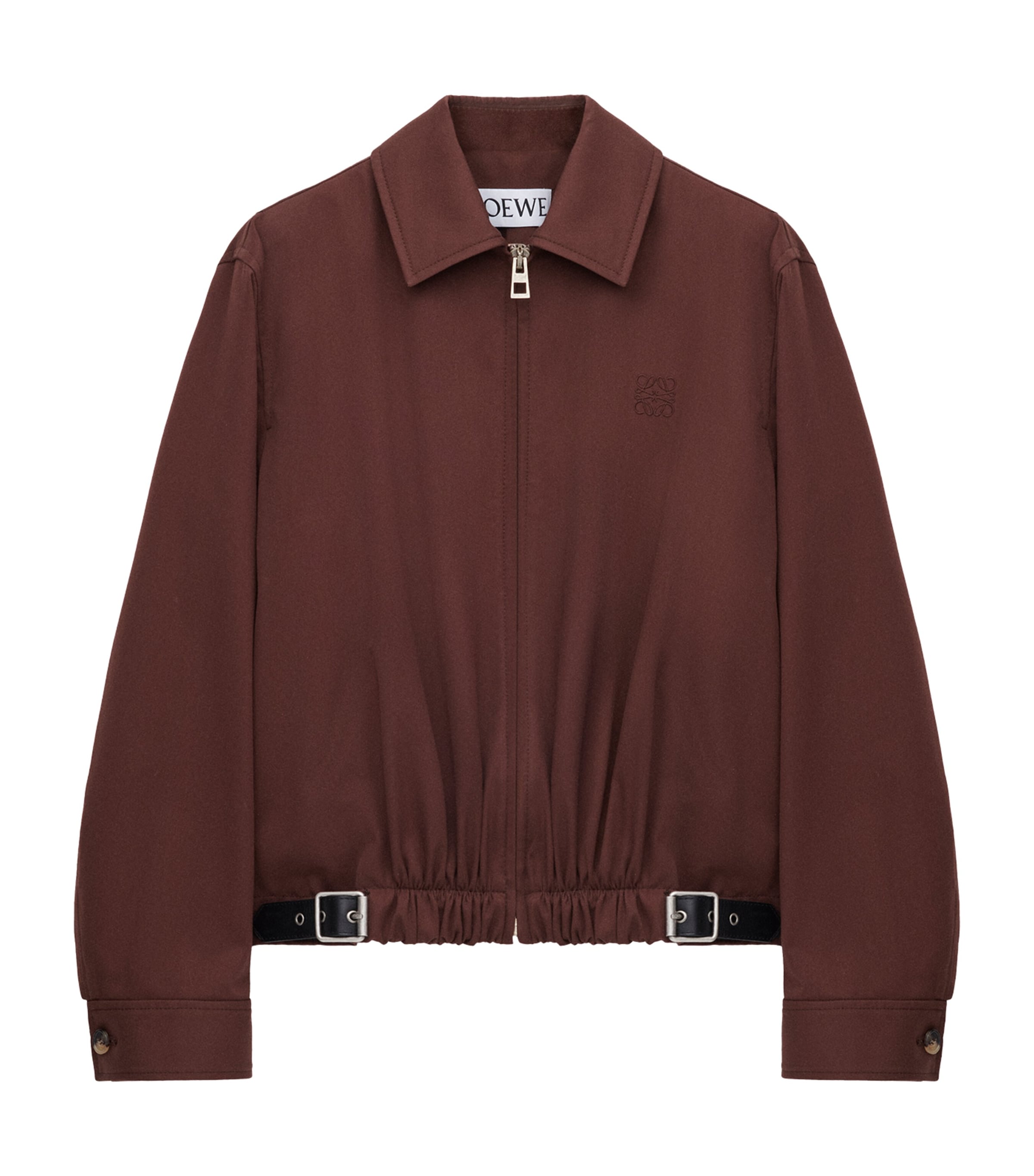 LOEWE Womens Cotton-Silk Buckled Shirt Jacket Coffee Image 1