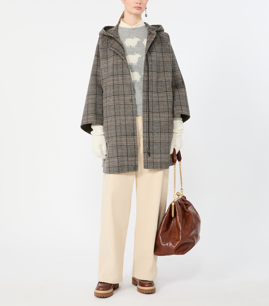 Weekend Max Mara Womens Virgin Wool Quilted-Back Coat Dark Grey Image 2