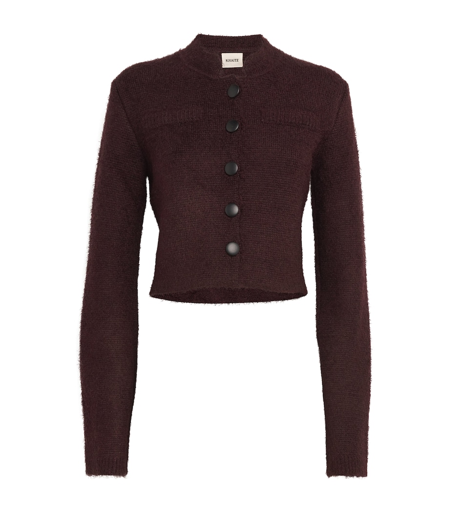 Khaite Womens Silk-Cashmere Ello Cardigan Jacket Dark Plum Image 1