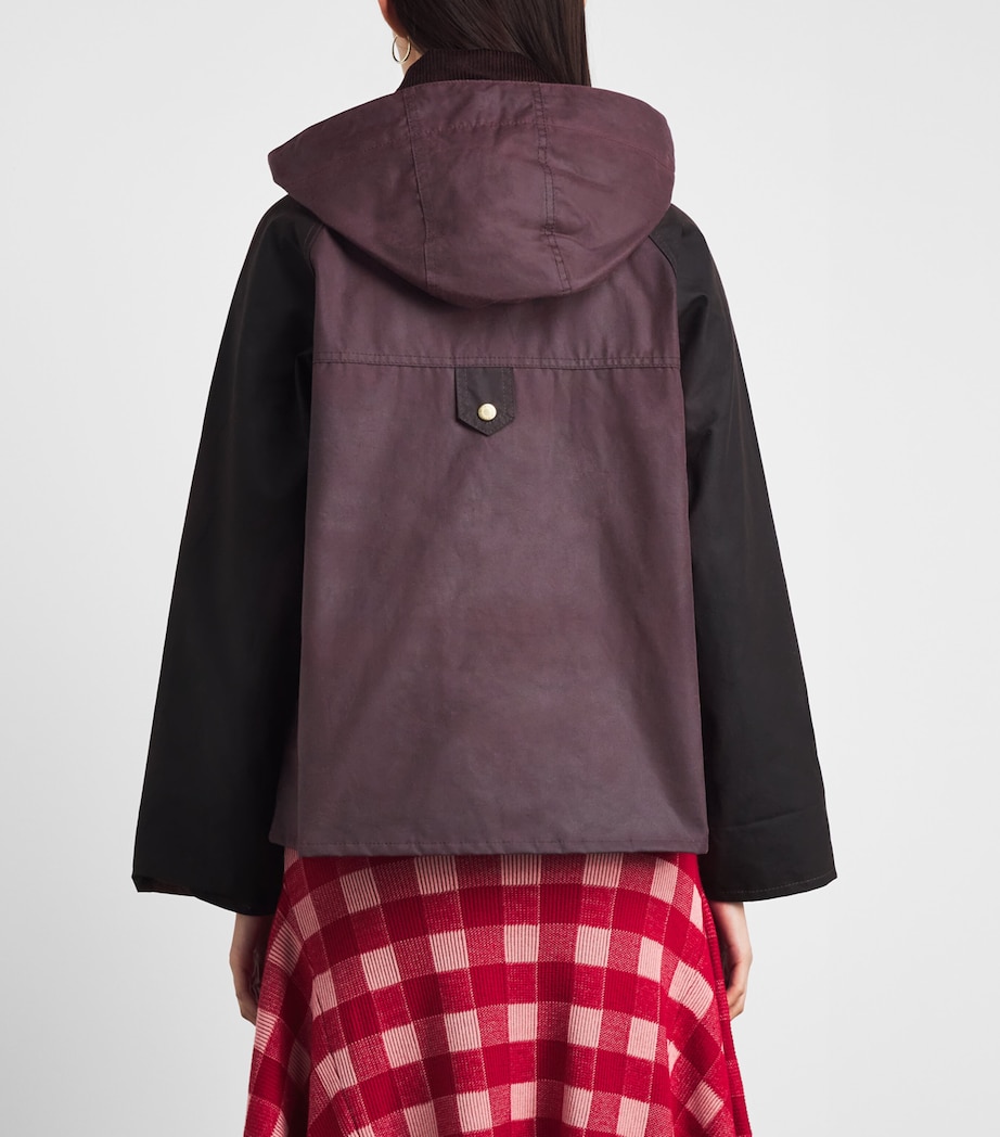Barbour Womens Hooded Carville Wax Jacket Rustic/bordeau/muted Image 5