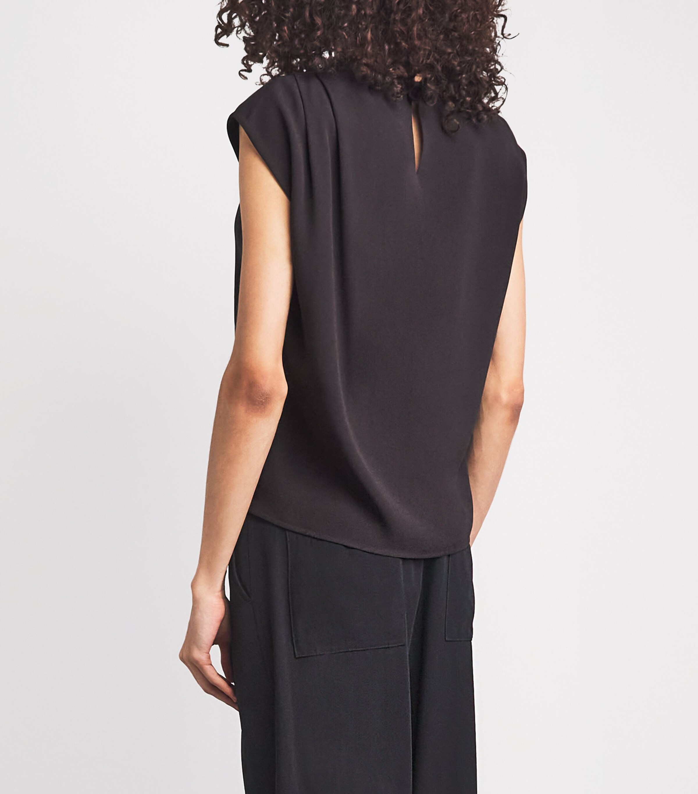 Agnona Womens Sleeveless Draped Blouse Dark Brown Ebony Image 5