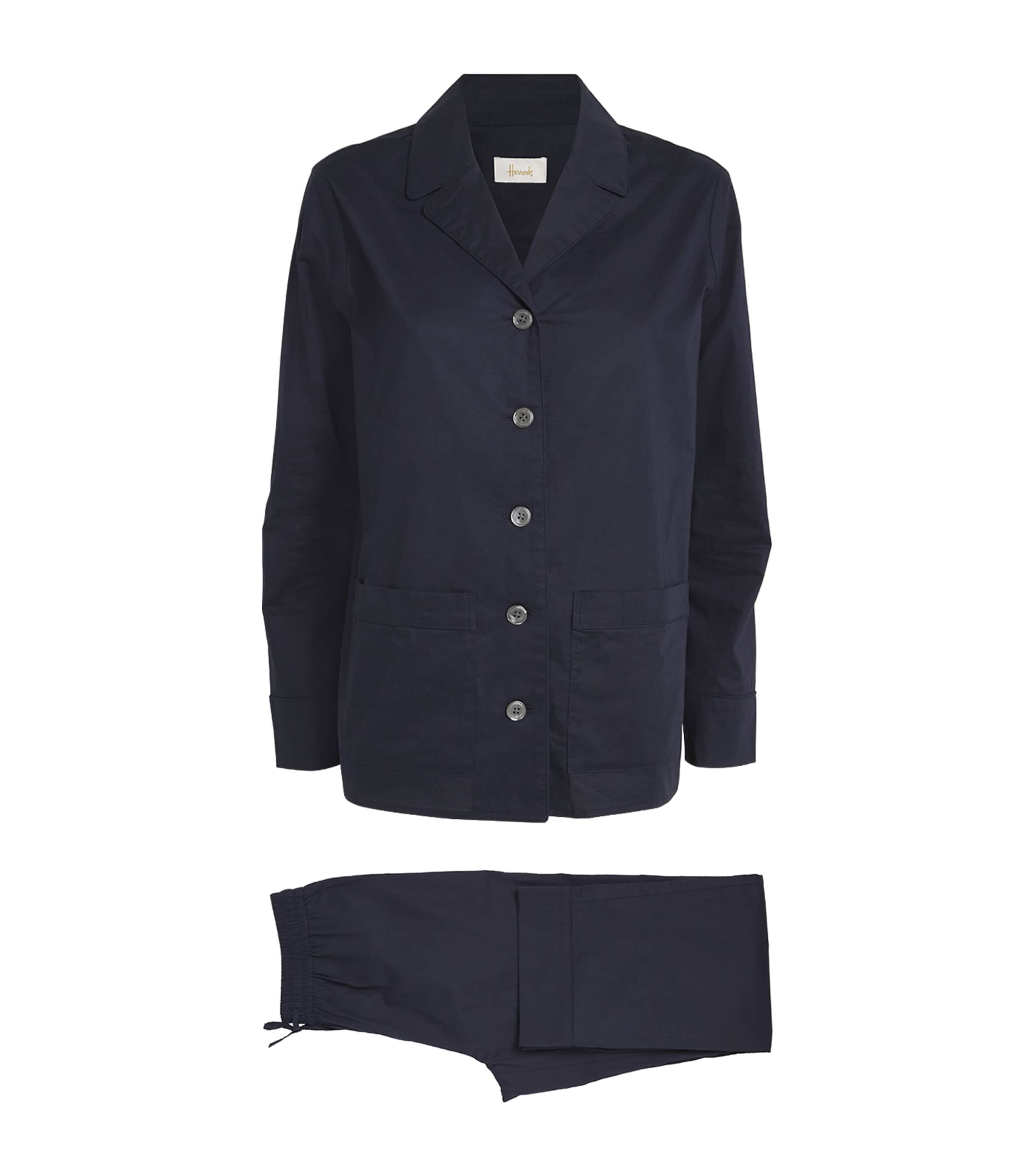 Shop Harrods Cotton Pyjama Set In Navy