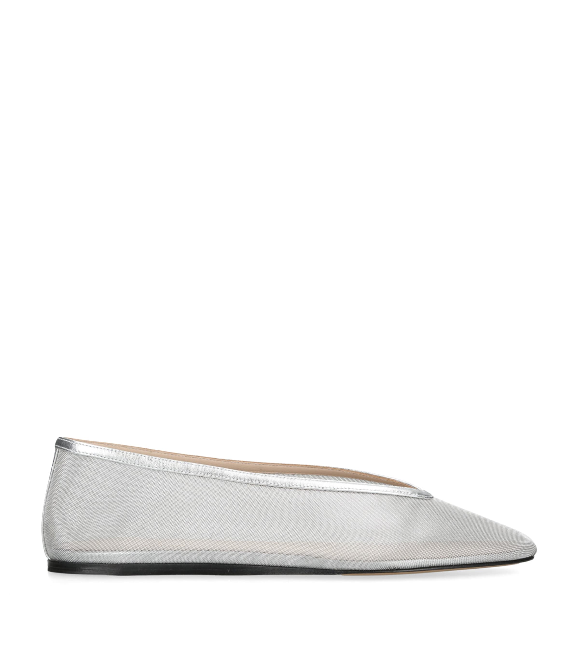 Le Monde Beryl Luna Mesh Ballerina Flats In Silver