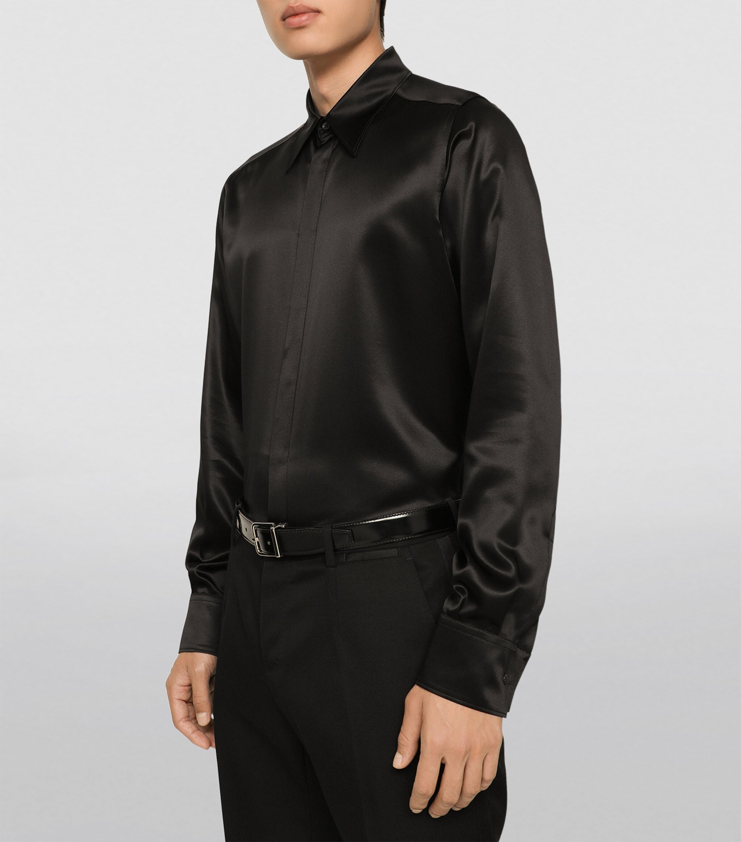 Silk Shirt N0000-BLACK Image 5