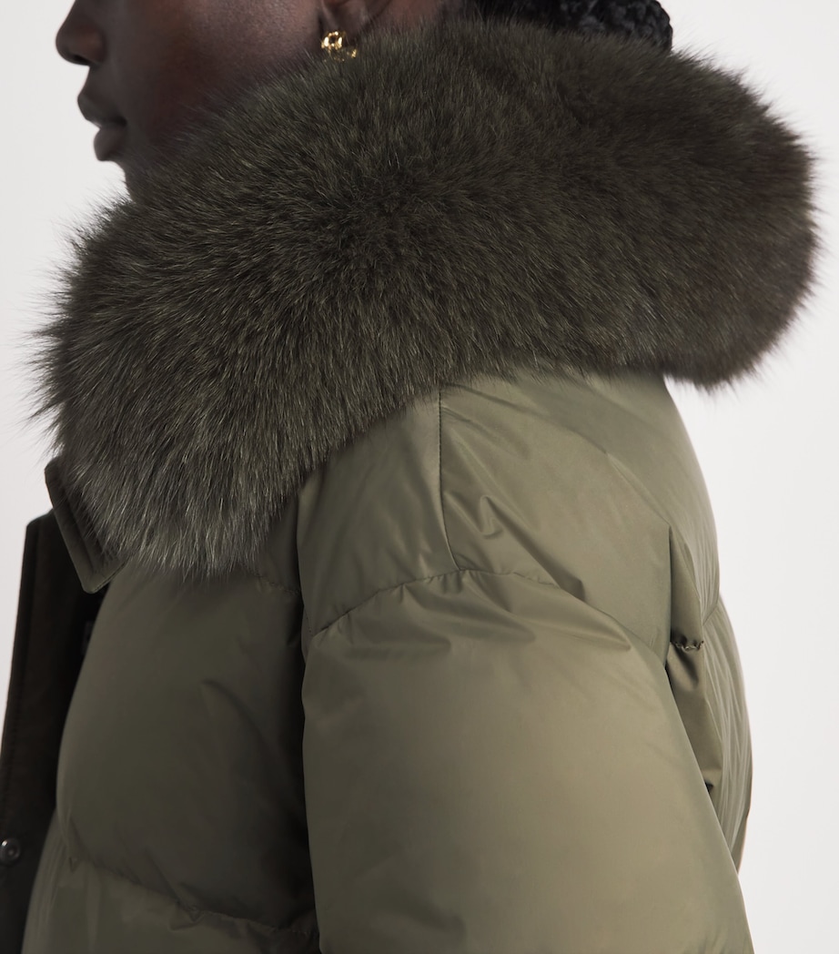 Yves Salomon Womens Down Fur-Trim Technical Puffer Jacket Image 3