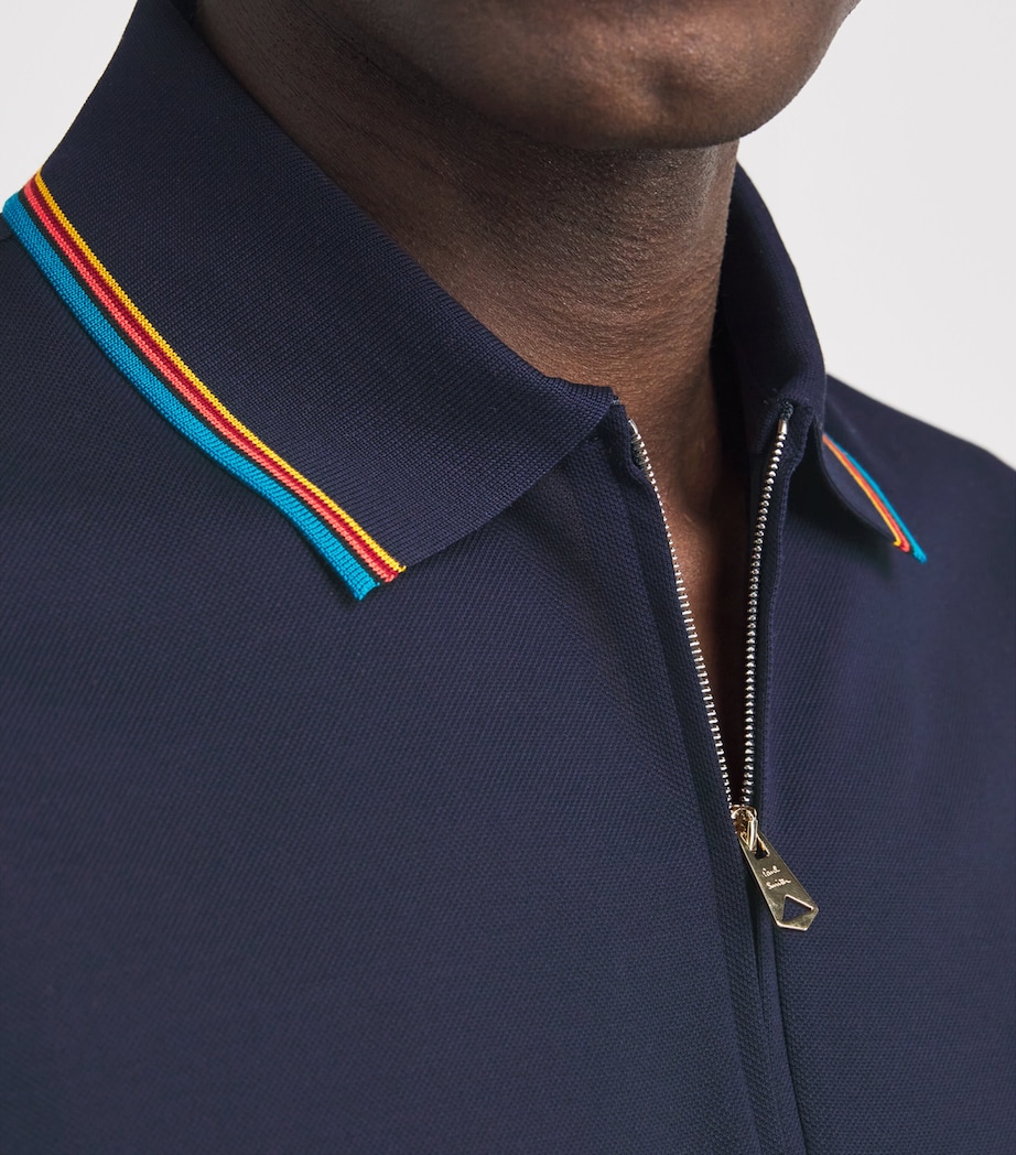 Cotton Signature Stripe Polo Shirt 49_VERY DARK NAVY Image 6