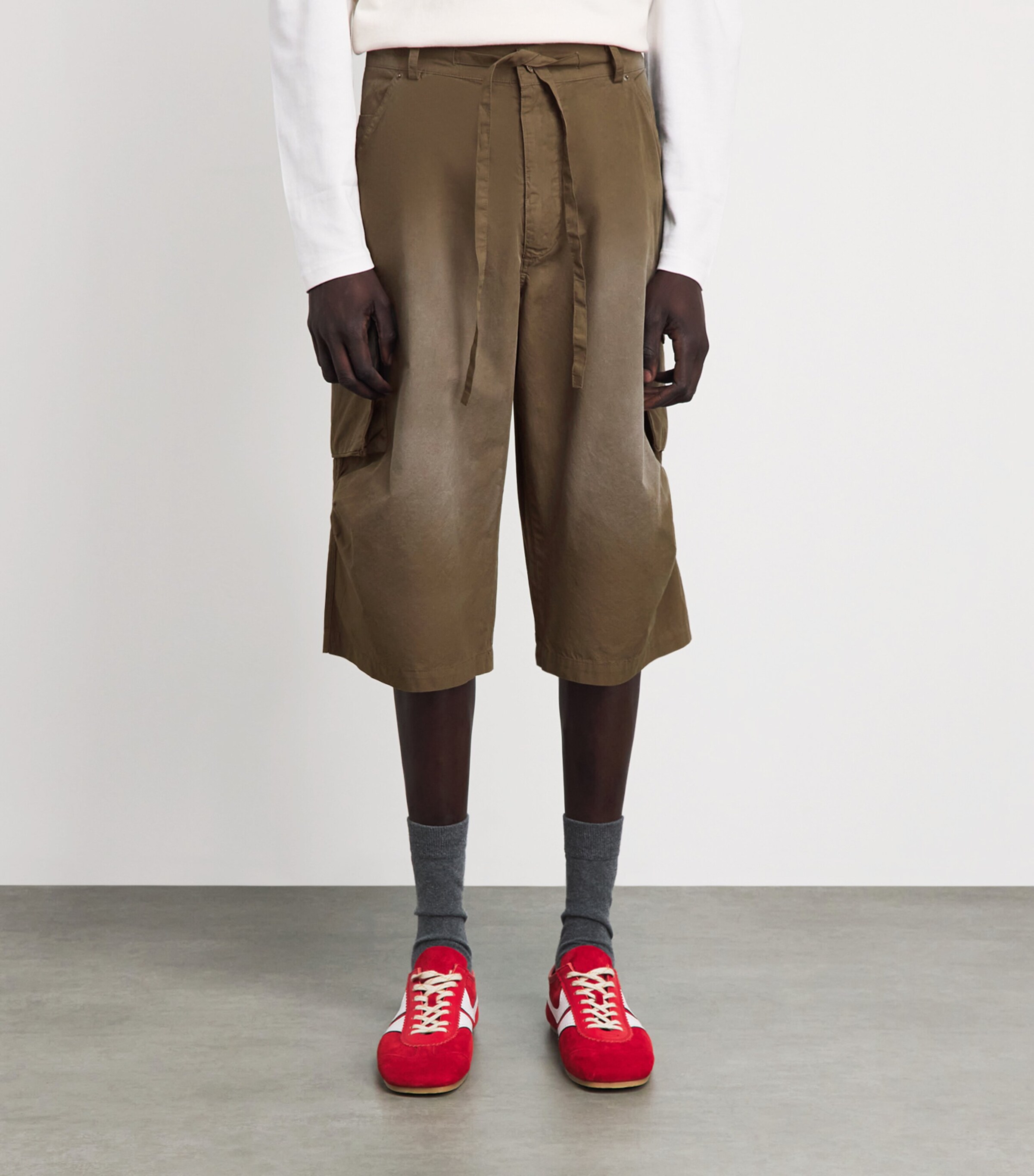 424 Mens Cotton Cargo Bermuda Shorts Olive Grn Image 4