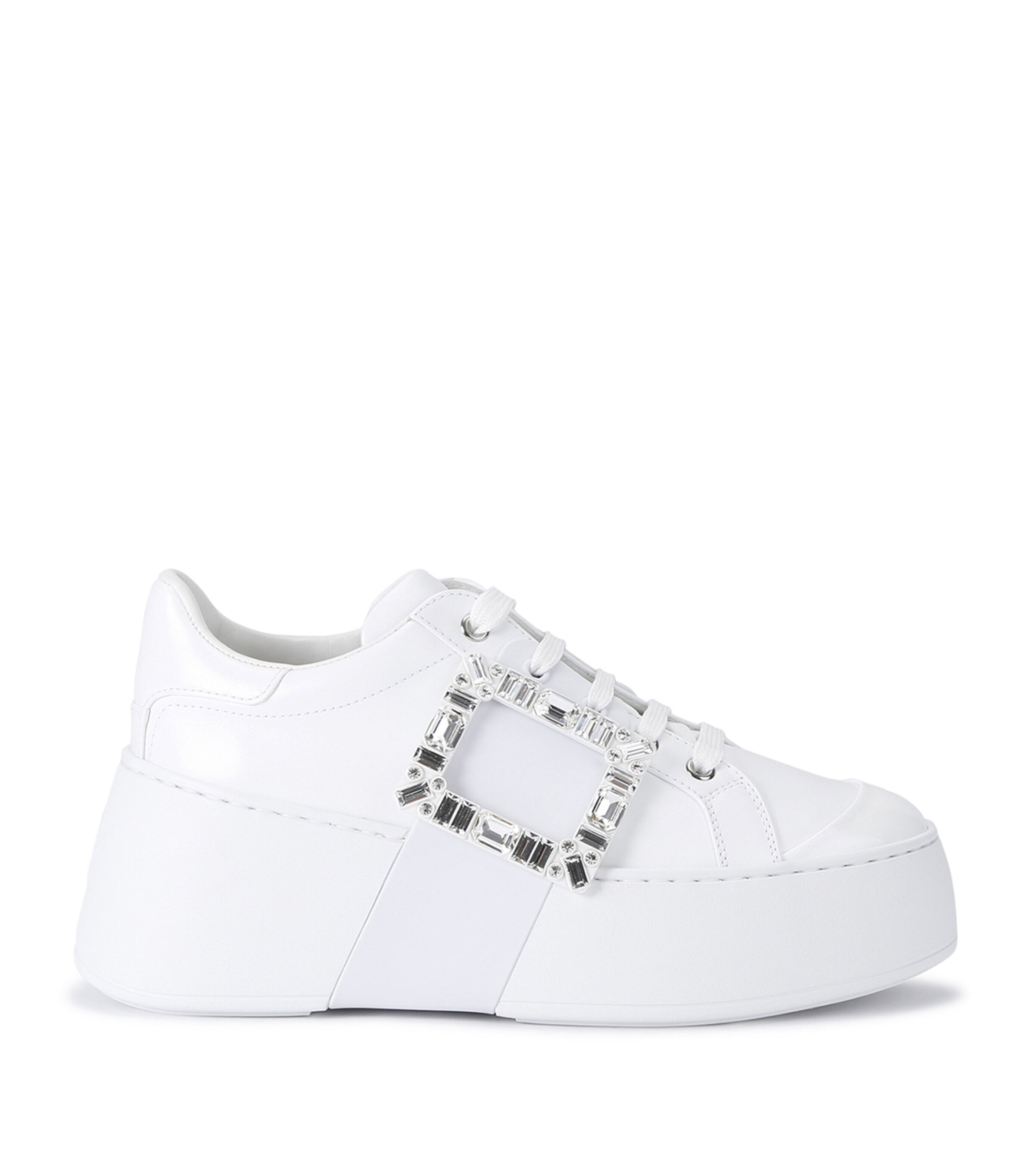 Roger Vivier Leather Viv Skate Platform Sneakers White Image 1