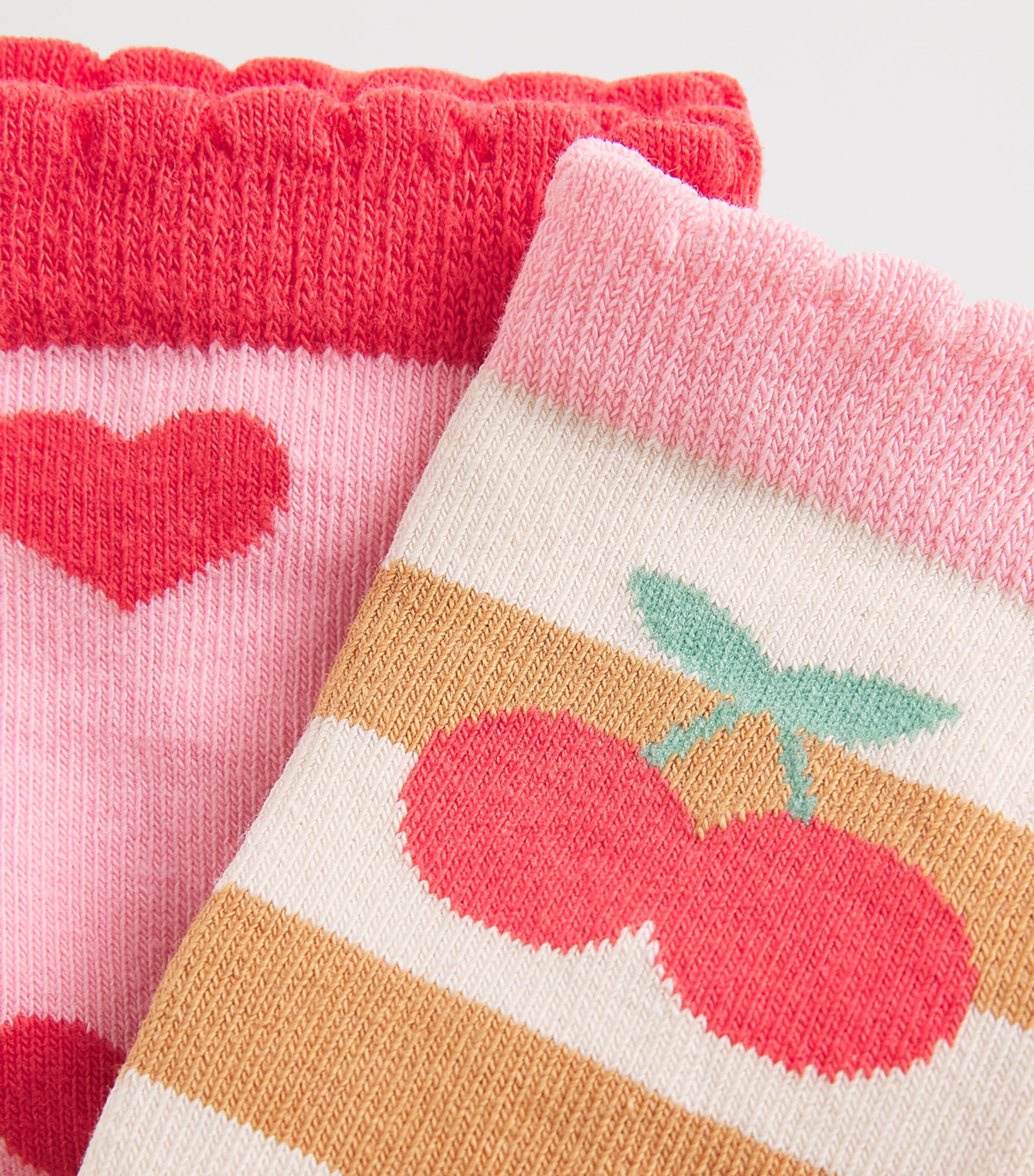 Rockahula Stripe Cherry Socks (Pack of 2) Pink Image 2