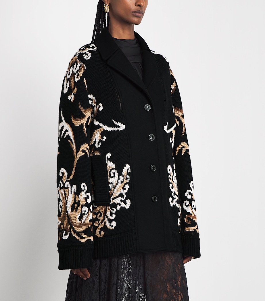 Etro Womens Wool Jacquard Blazer Black Image 4