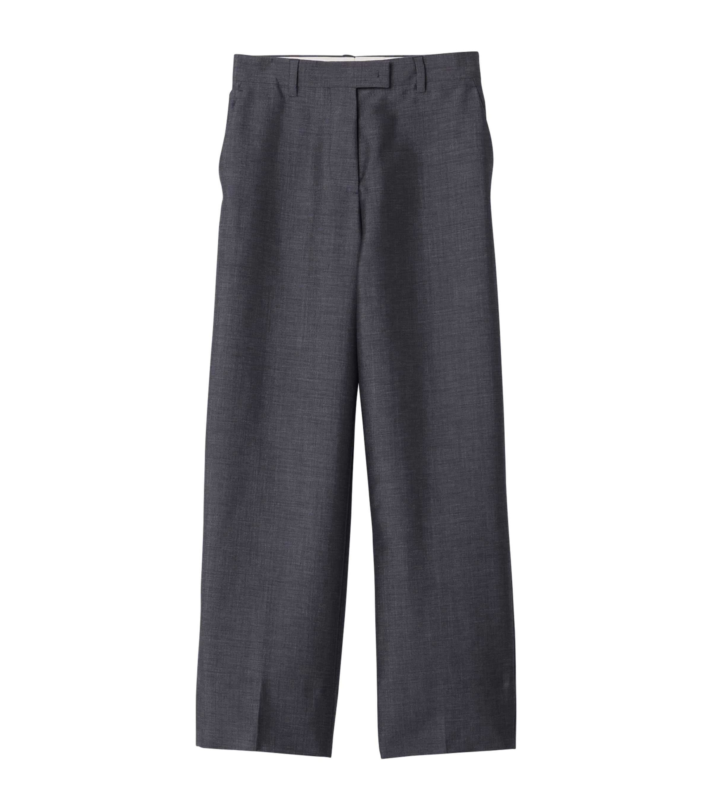 Miu Miu Womens Mohair-Wool Straight Trousers Grey Image 1