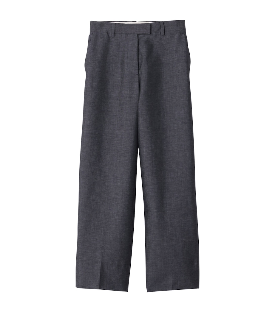 Miu Miu Womens Mohair-Wool Straight Trousers Grey Image 1