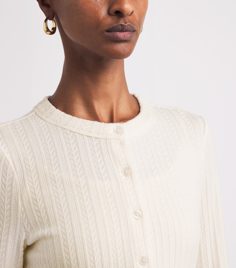 Pointelle-Knit Lira Cardigan W0007 ECRU Image 6