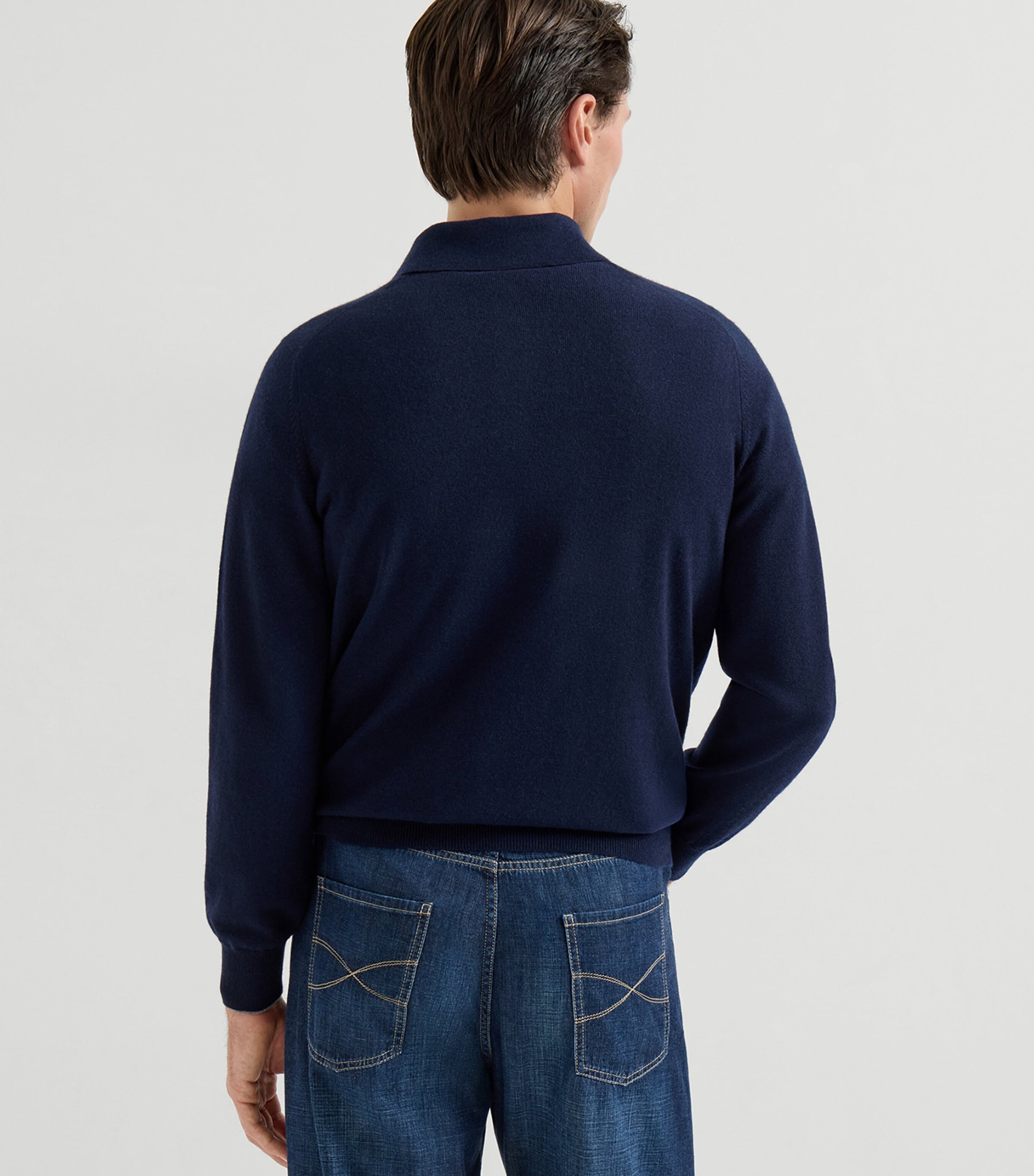 Brunello Cucinelli Mens Cashmere Polo Sweater Image 4