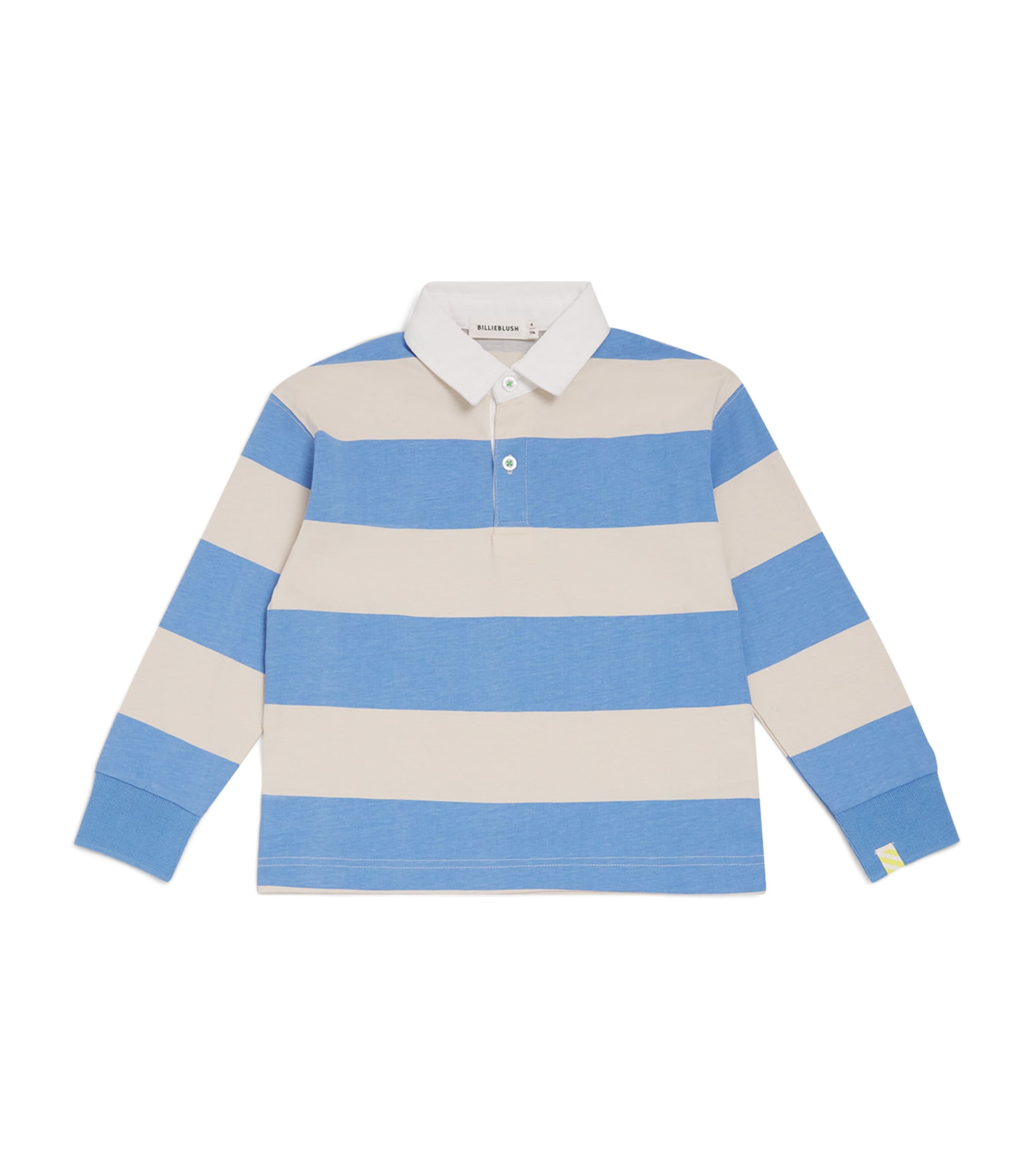Billieblush Cotton Stripe Polo Shirt (2-6 Years) Pale Blue Image 1