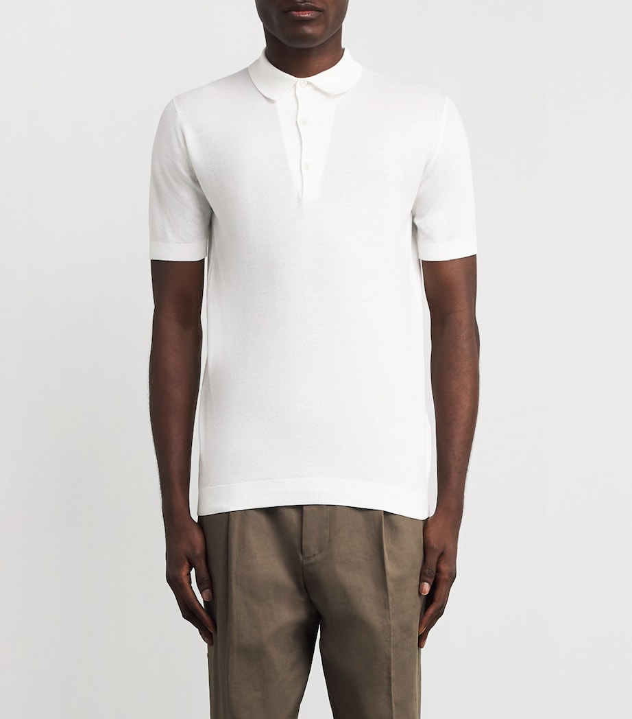 Sea Island Cotton Piqué Roth Polo Shirt WHITE Image 3