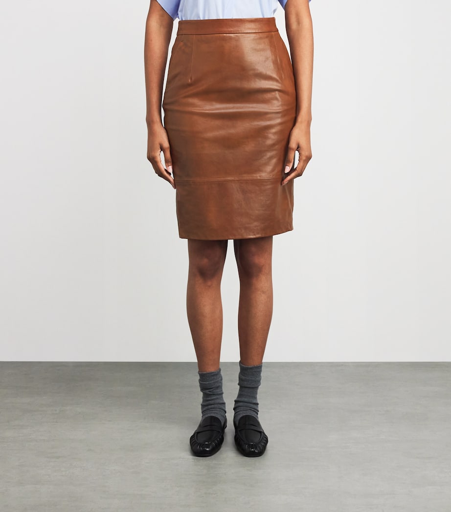 Lambskin Midi Skirt TOBACCO Image 3