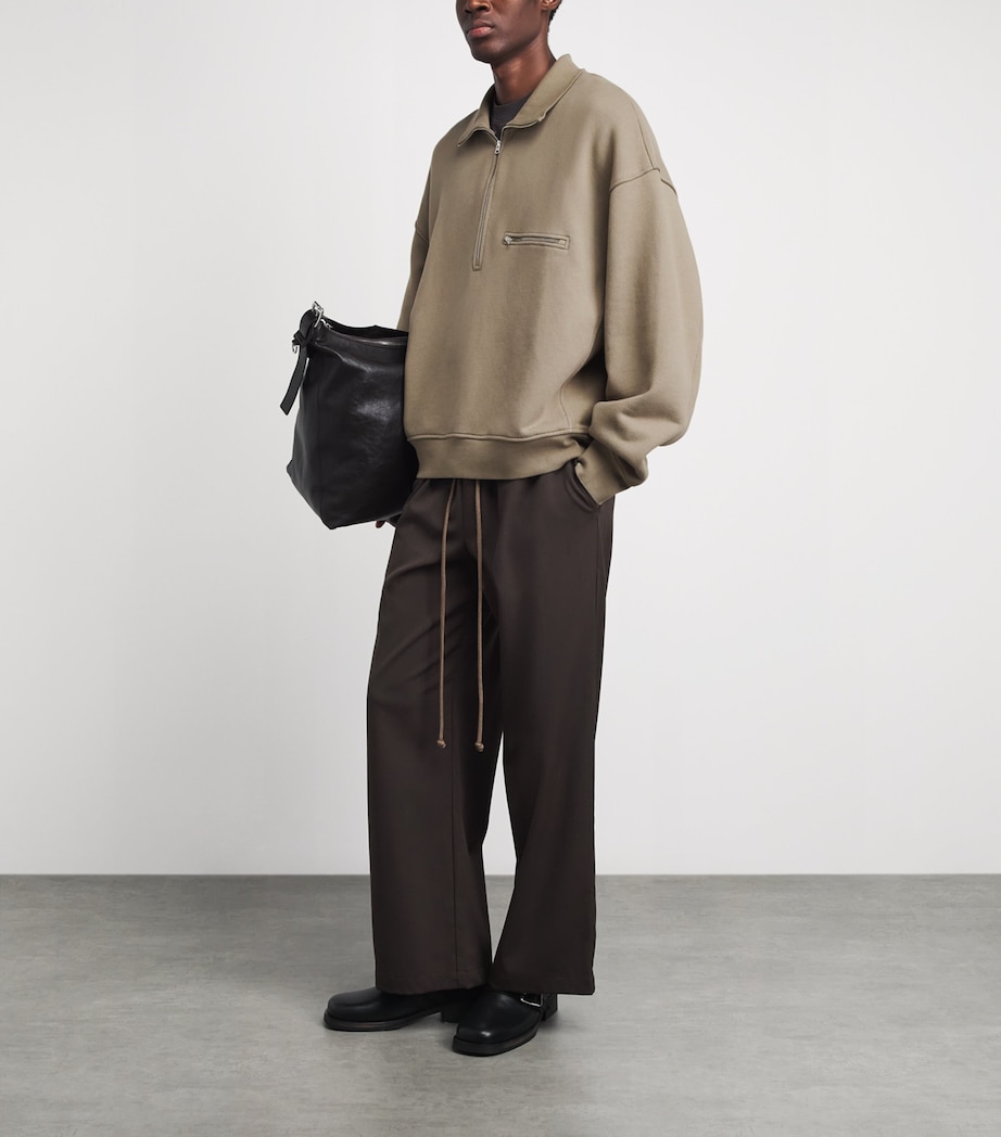 AGOLDE Mens Cotton Pavillion Half-Zip Sweatshirt Trail Image 2