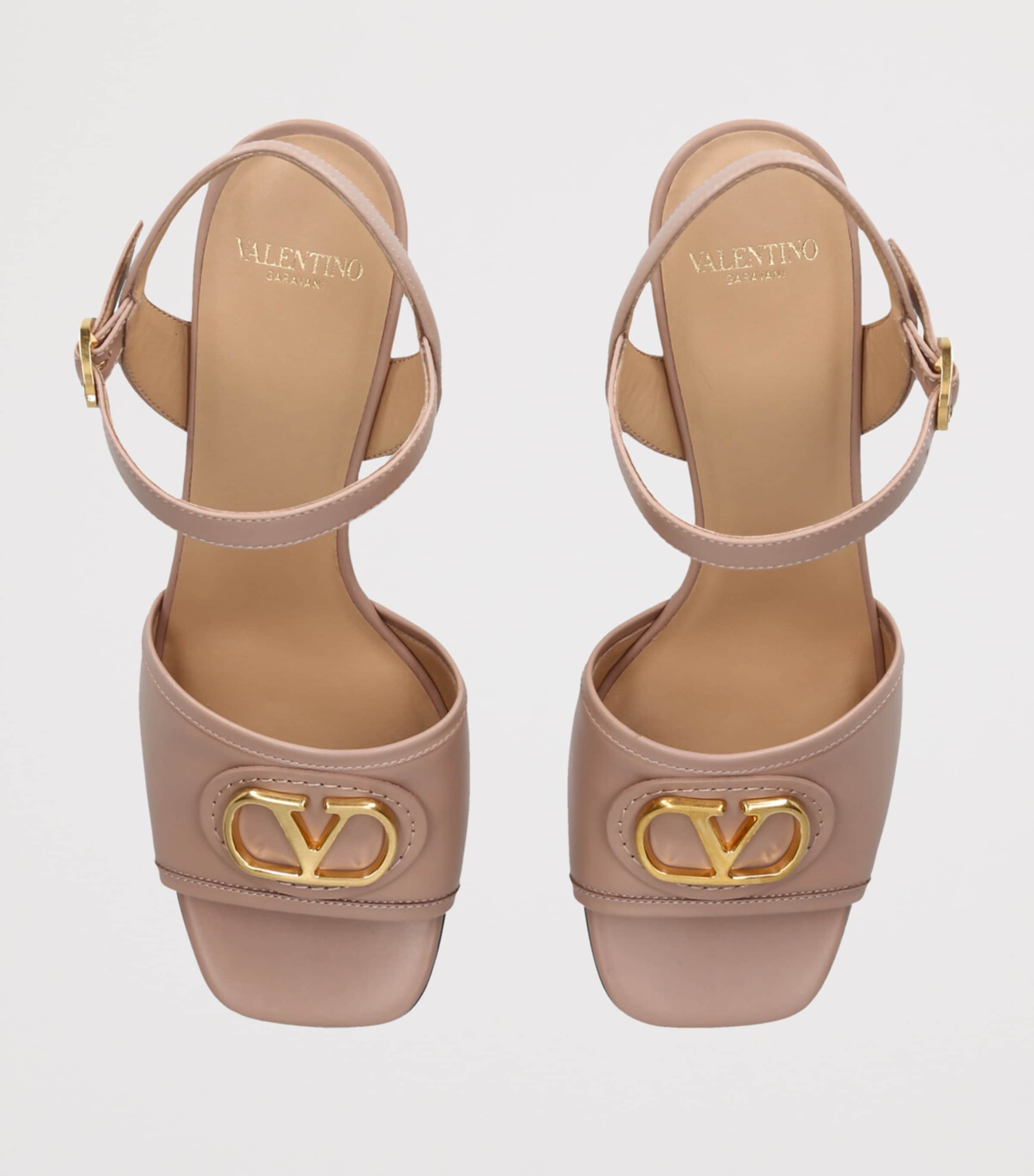 Valentino Garavani Leather VLogo Signature Heeled Sandals 75