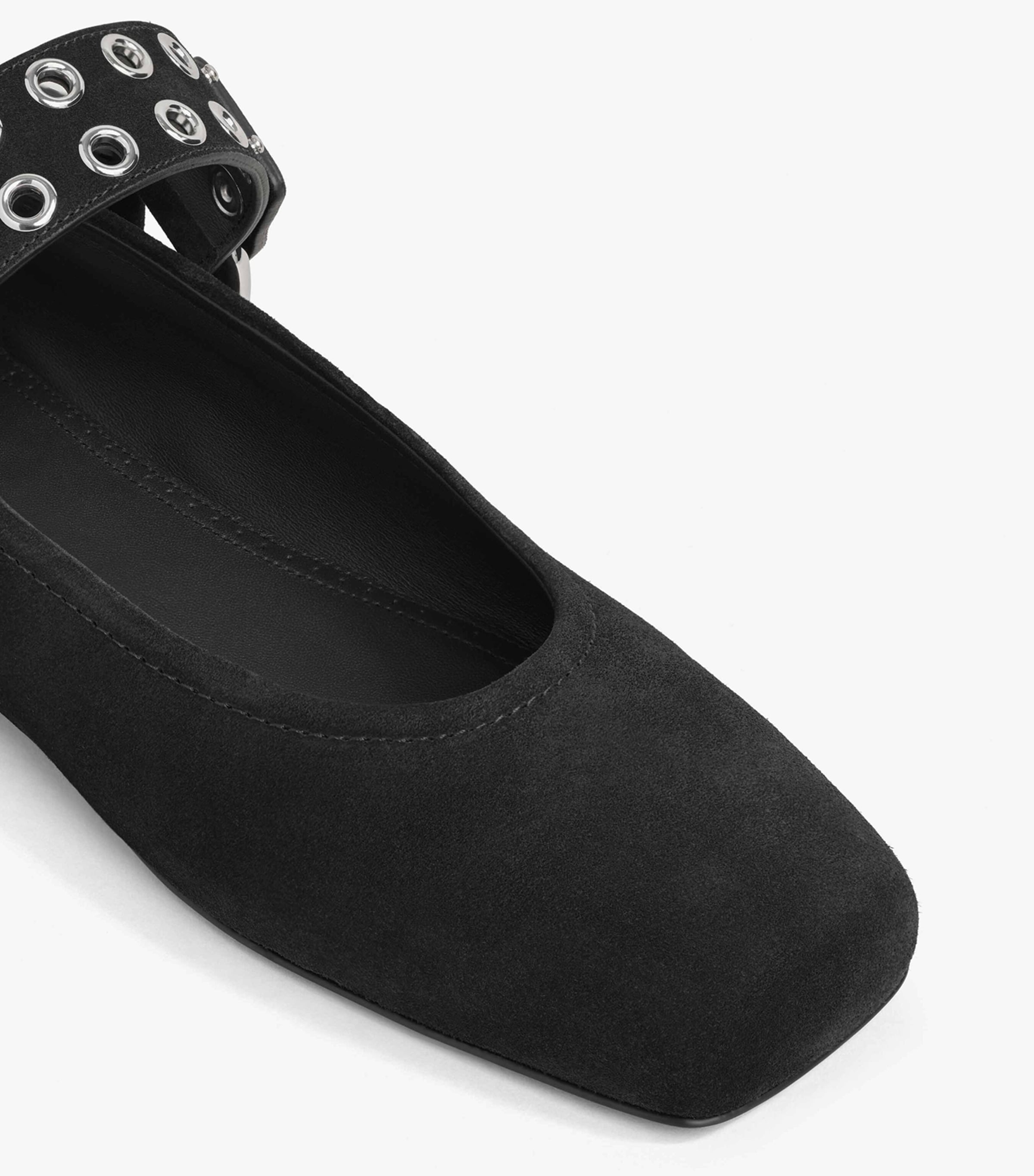 Suede Studded Ballet Flats NOIR Image 4