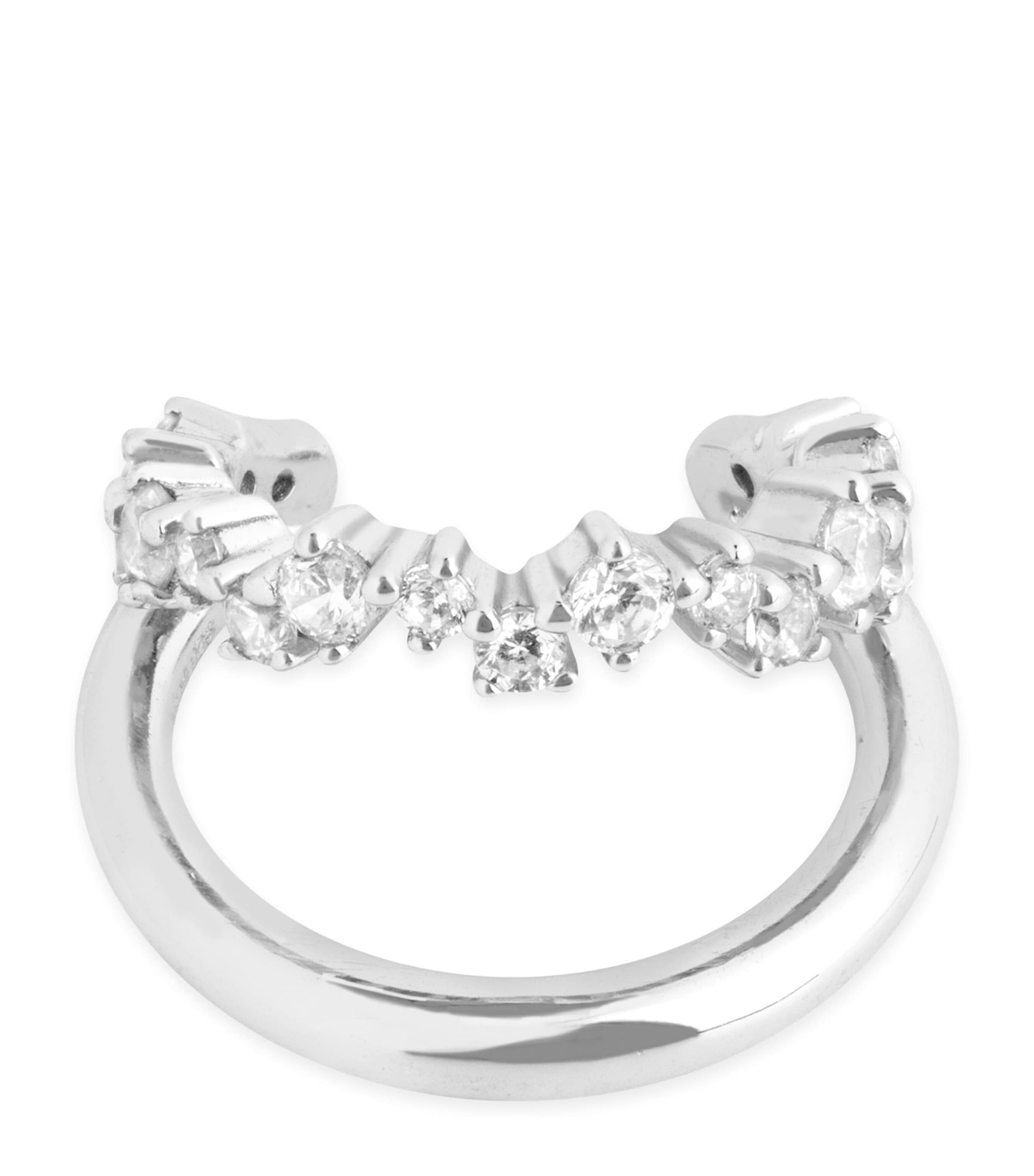 Astrid & Miyu Rhodium-plated Silver And Crystal Illusion Spiral Ear Cuff In Silver