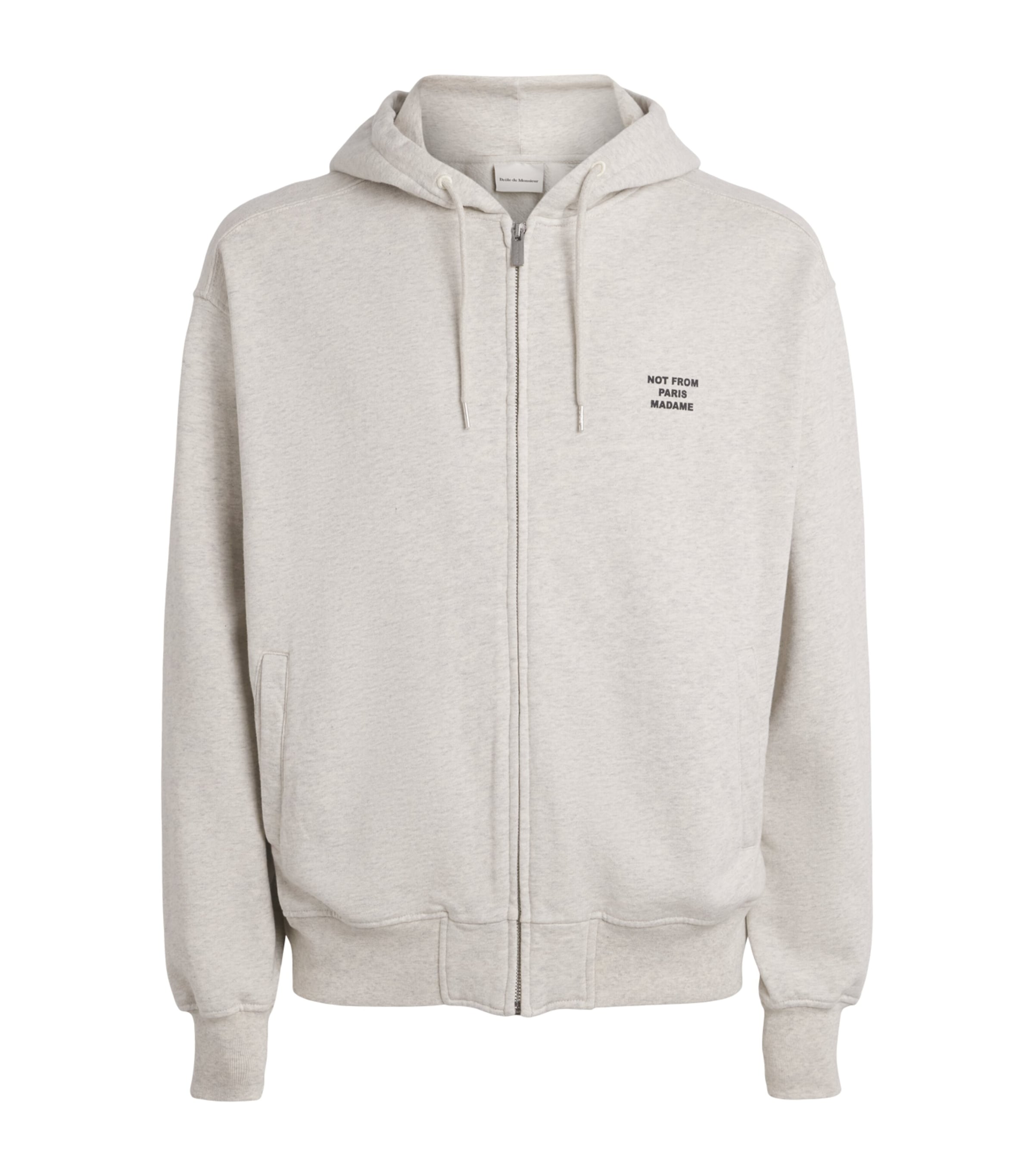 Drôle de Monsieur Mens DDM SLOGAN ZIP SWEATSHIRT . Grey Image 1