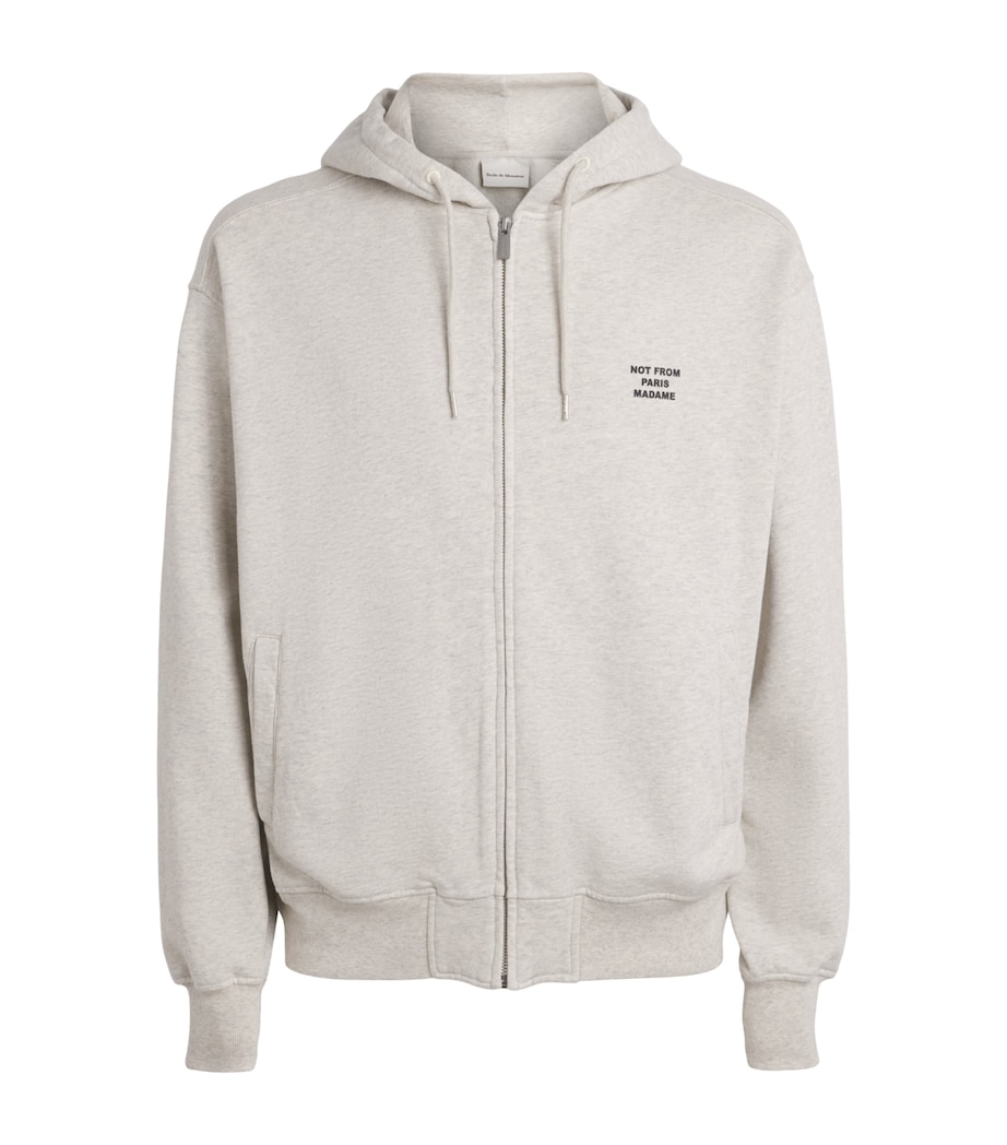 Drôle de Monsieur Mens DDM SLOGAN ZIP SWEATSHIRT . Grey Image 1