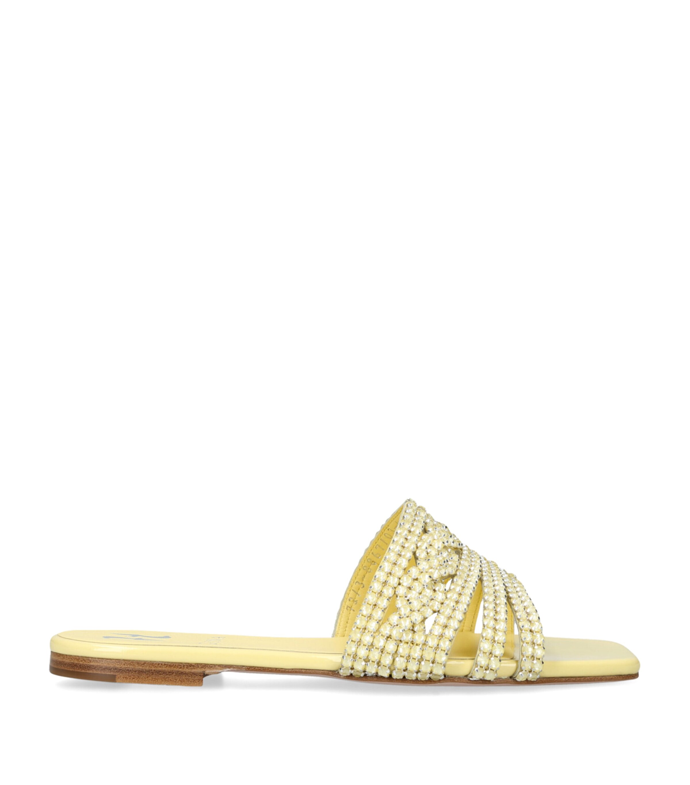 Gina Leather Embellished Orianne Sandals Yellow Image 1