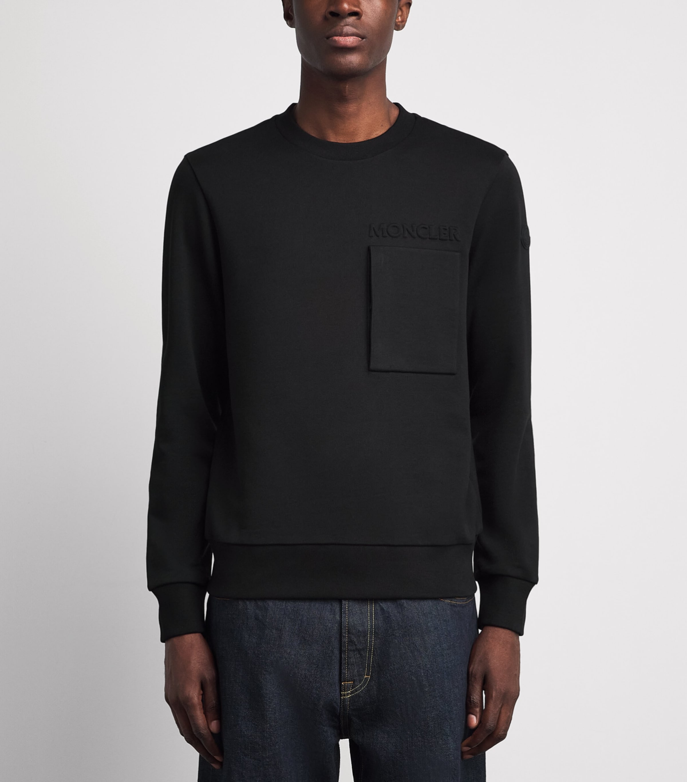 Moncler Mens Cotton Raised-Logo Sweatshirt Image 4